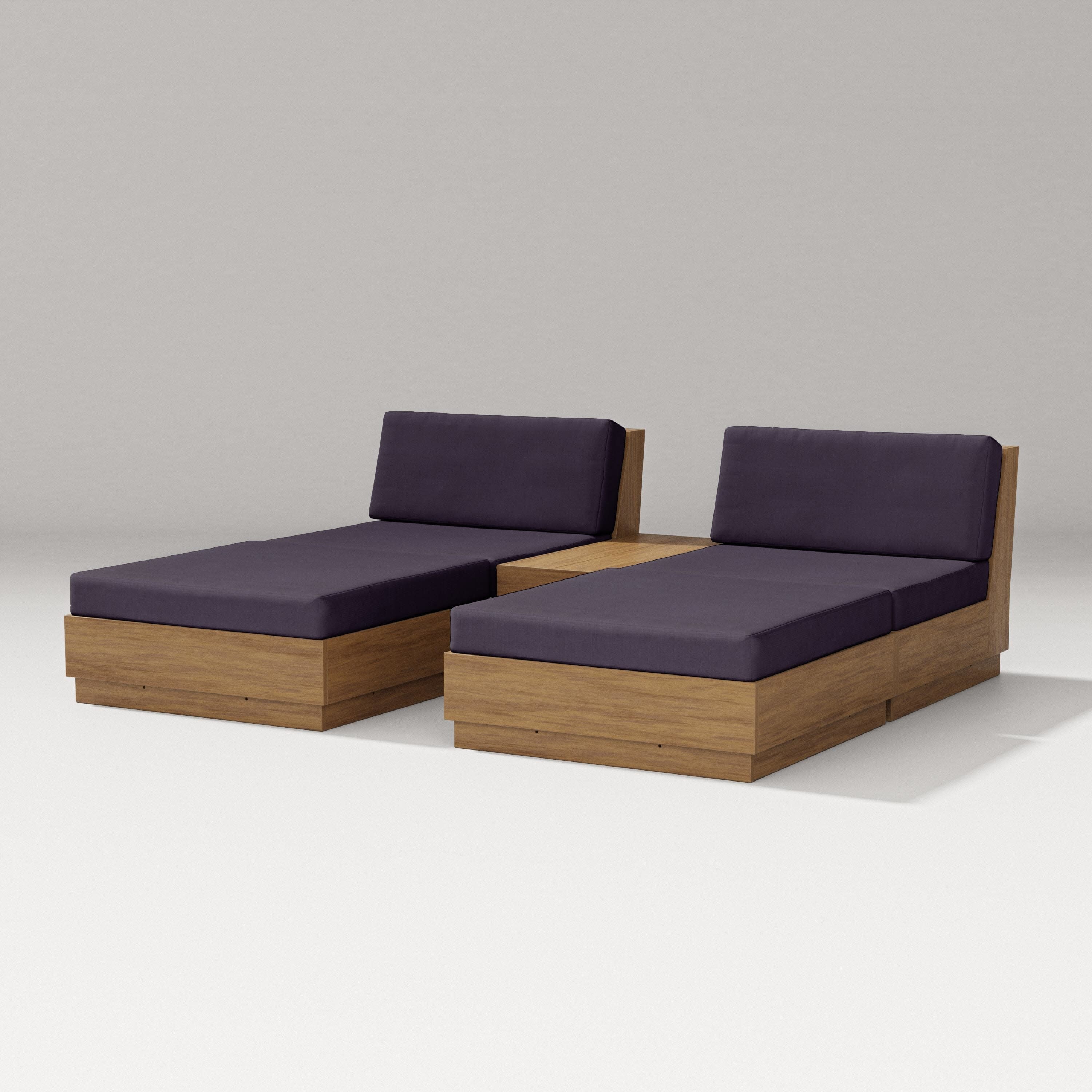 Elevate Double Chaise Set in Natural / Navy Linen