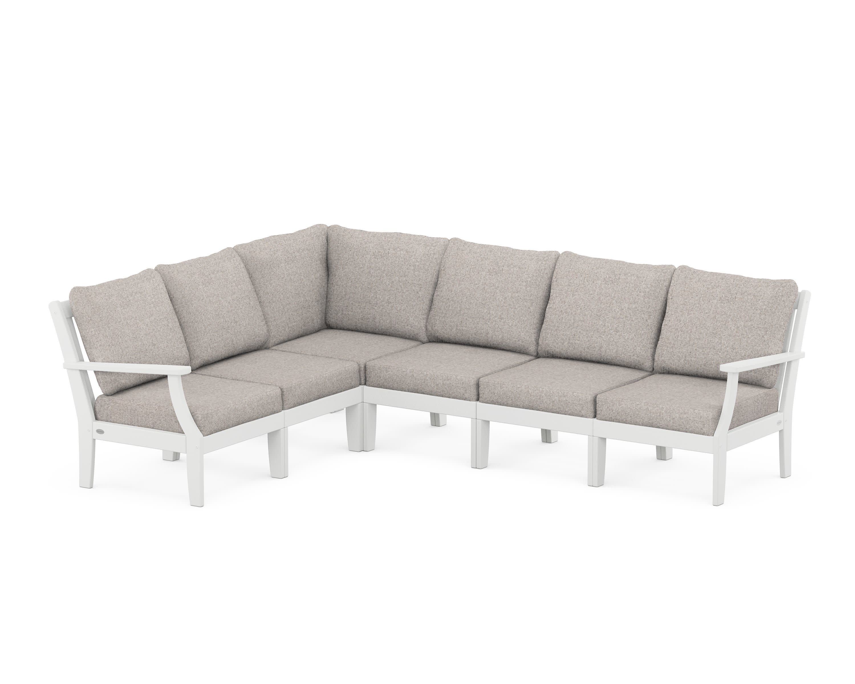 Braxton Modular 6-Piece Deep Seating Set in White / Weathered Tweed