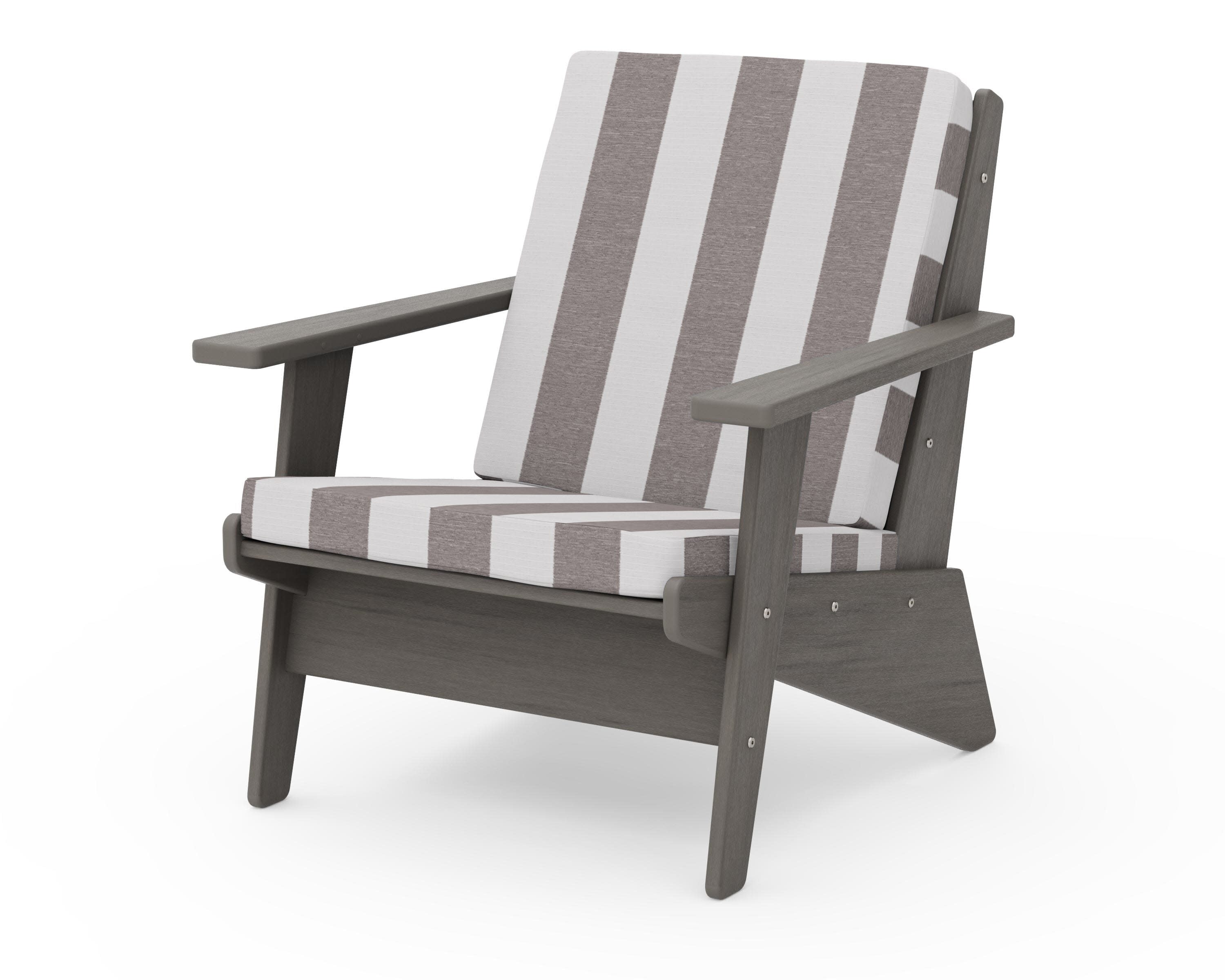 Riviera Modern Lounge Chair in Driftwood / Cabana Stripe Grey Mist