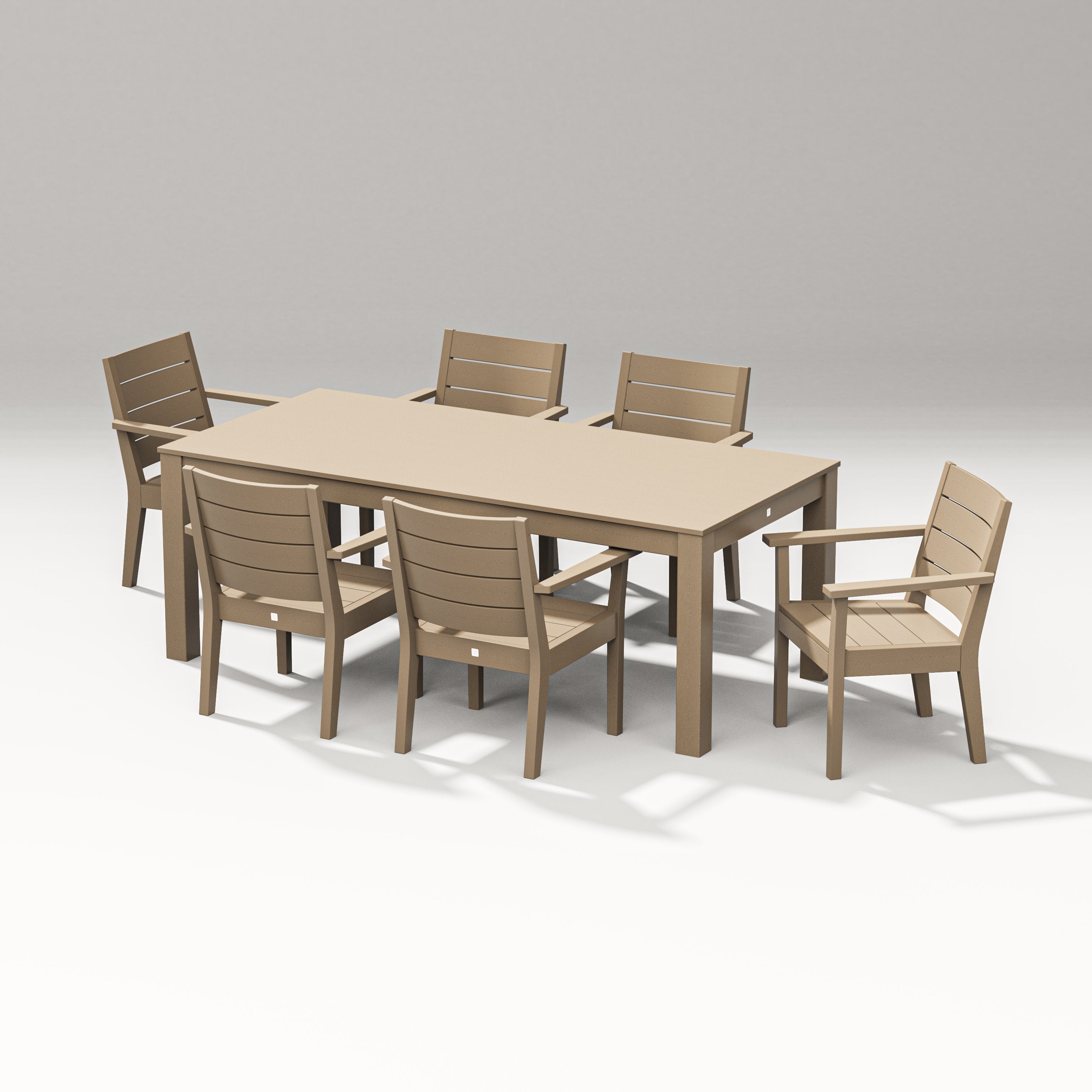 Latitude 7-Piece Arm Chair Dining Set - Parsons 84" in Vintage Sahara