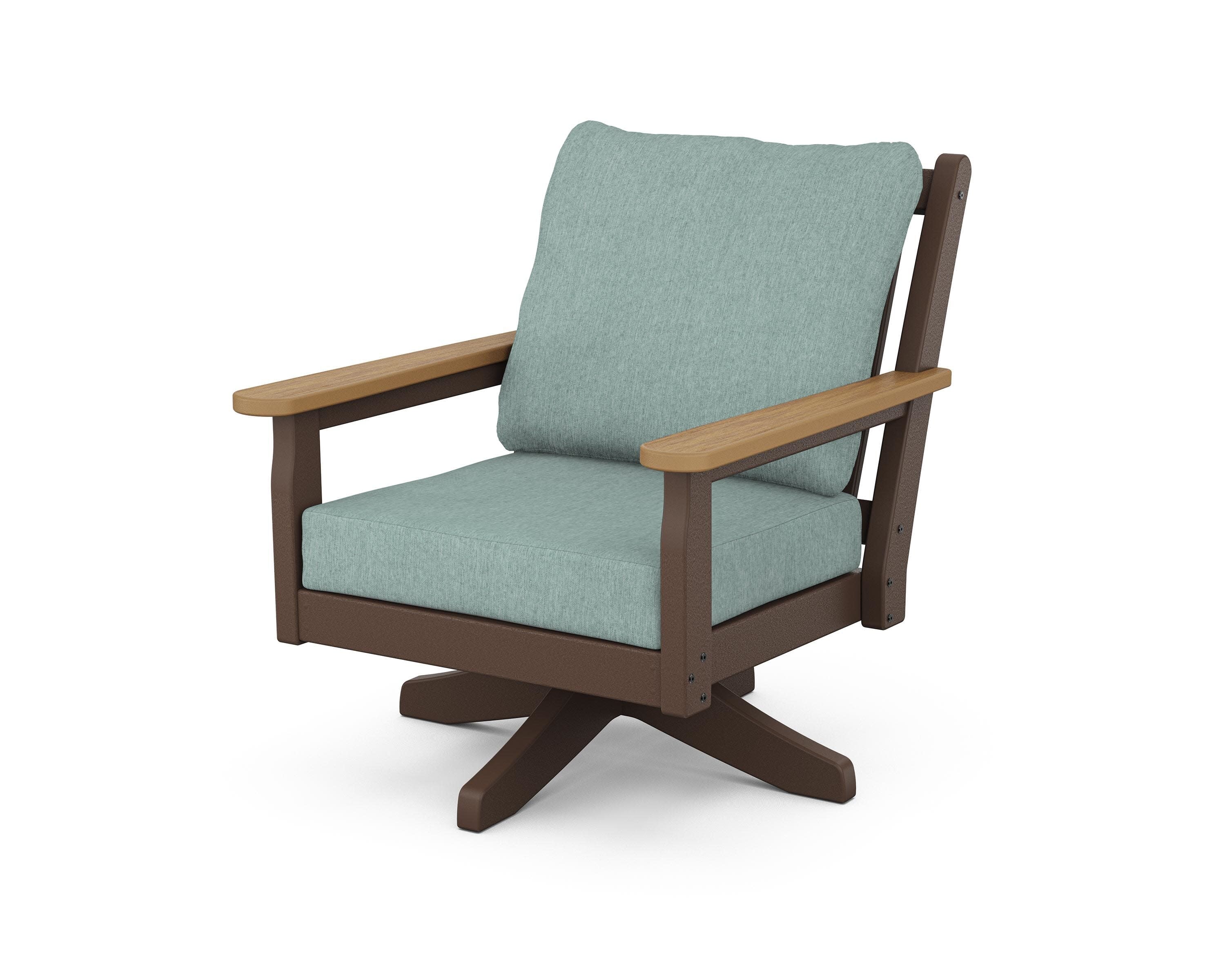 Chippendale Deep Seating Swivel Chair in Mahogany / Natural / Glacier Spa