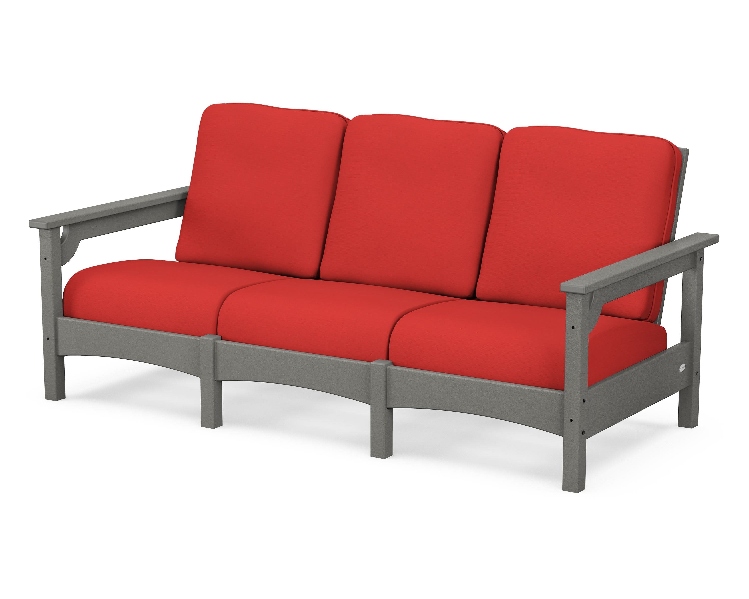 Club Sofa in Slate Grey / Crimson Linen