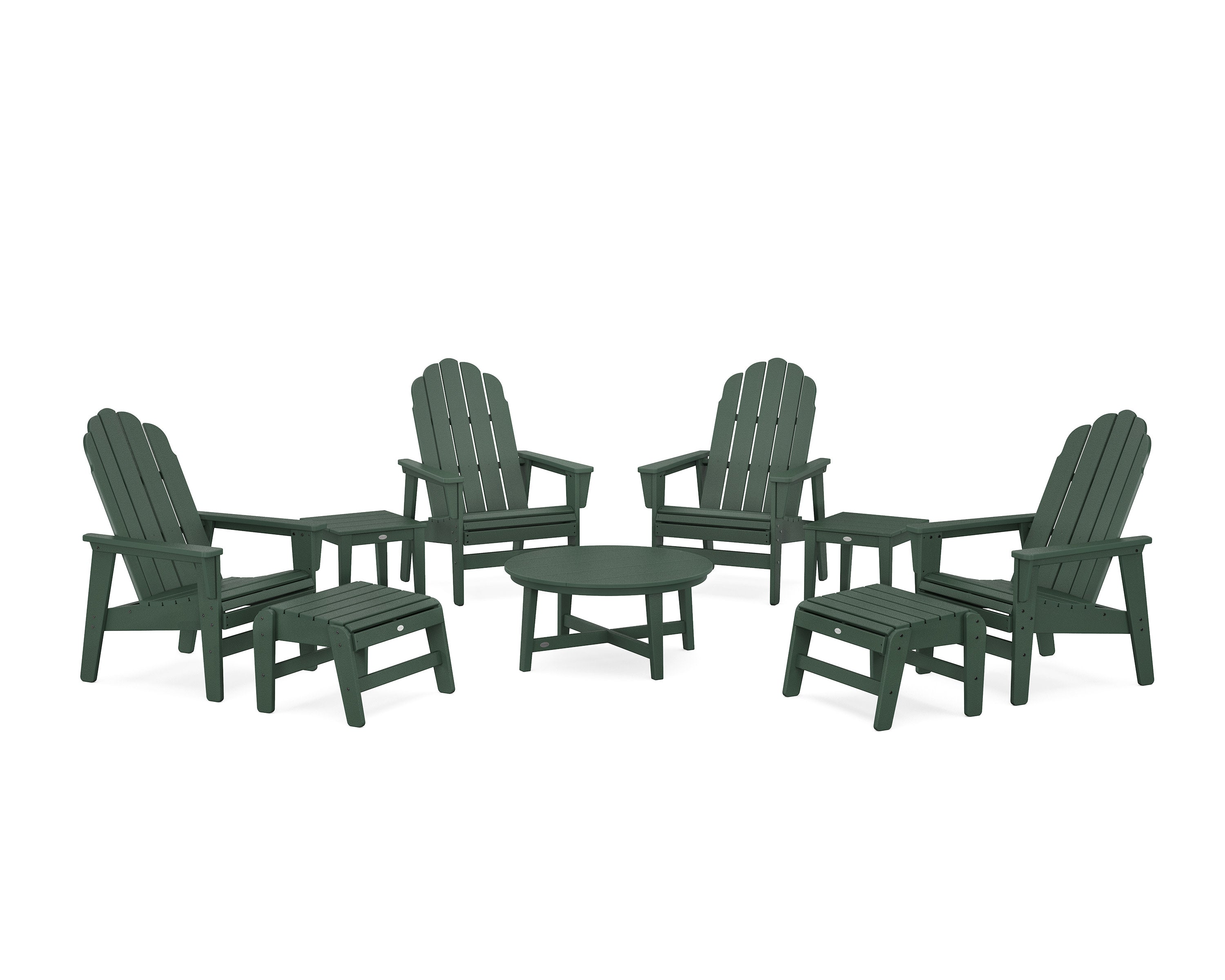 Vineyard Grand Upright Adirondack 9-Piece Conversation Set in Green