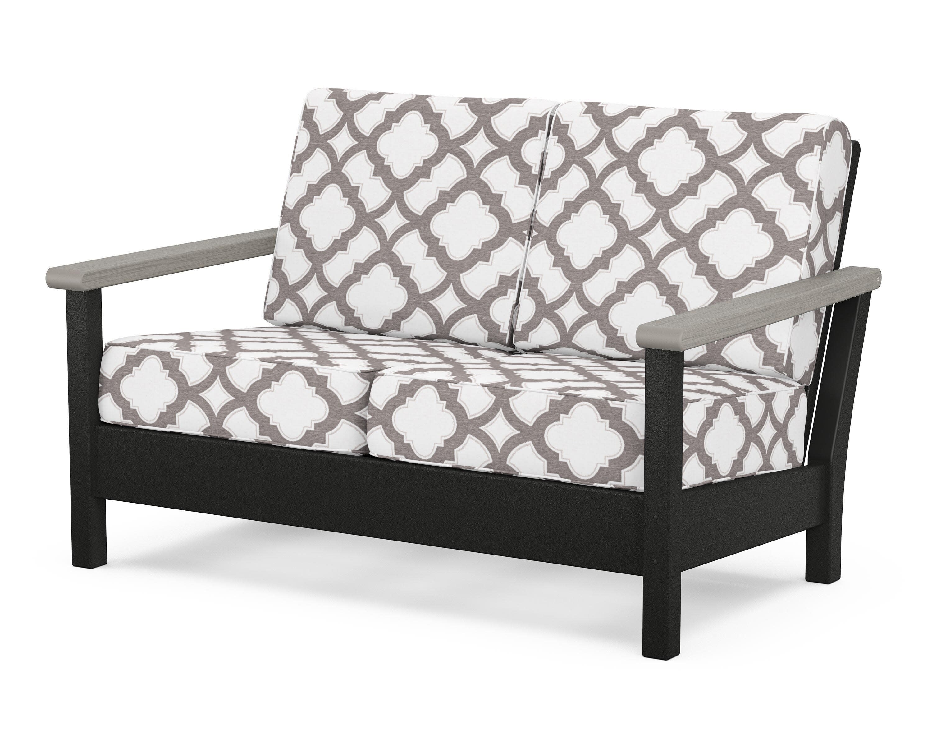 Harbour Deep Seating Loveseat in Black / Driftwood / Trellis Grey Mist
