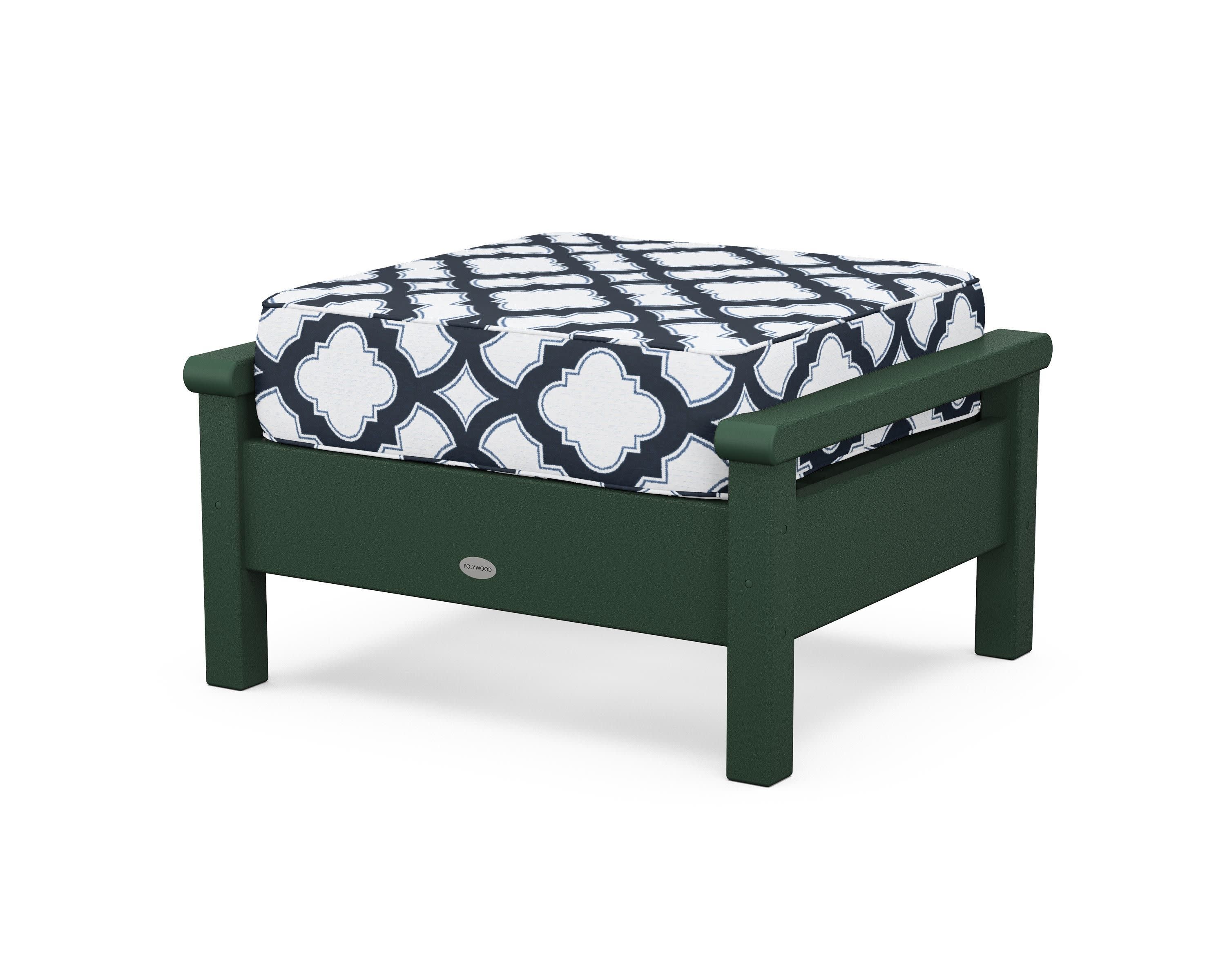 Harbour Deep Seating Ottoman in Green / Trellis Marine Indigo