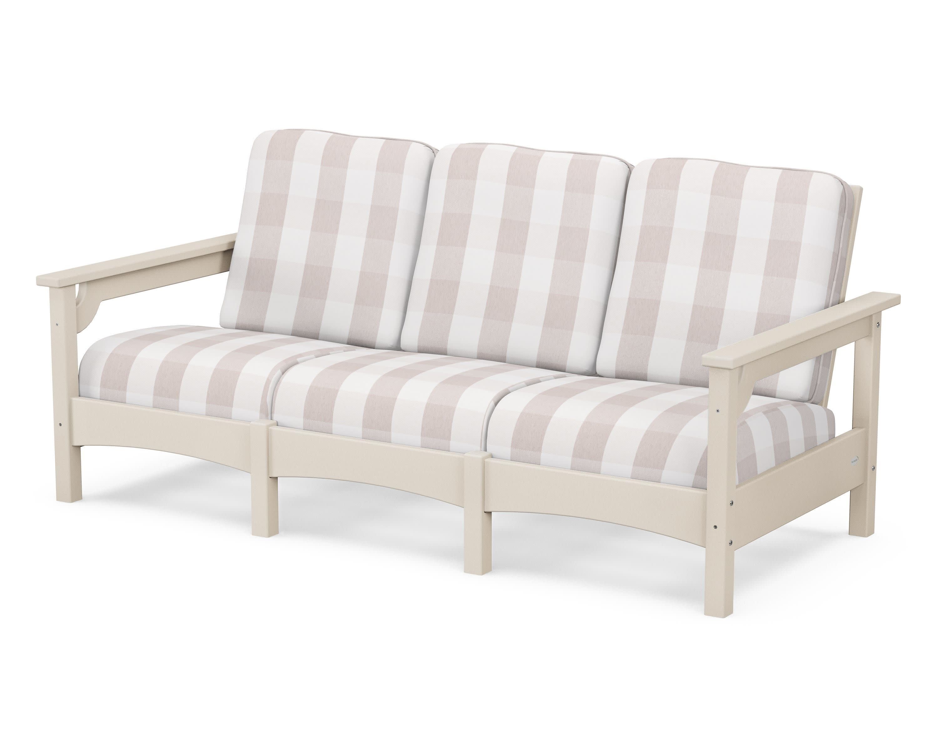 Club Sofa in Sand / Buffalo Plaid Dune Burlap