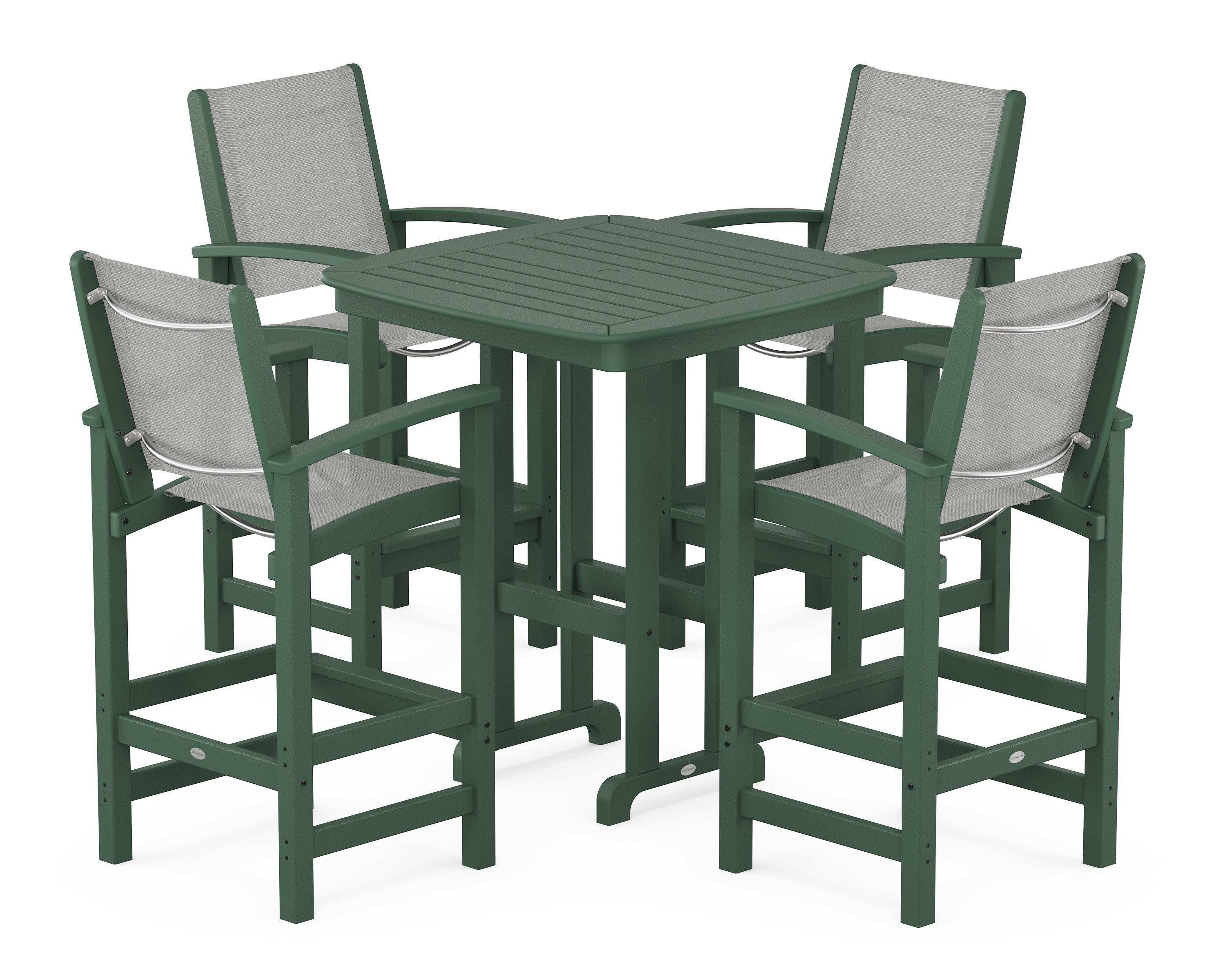 Coastal 5-Piece Bar Set in Green / Metallic Sling