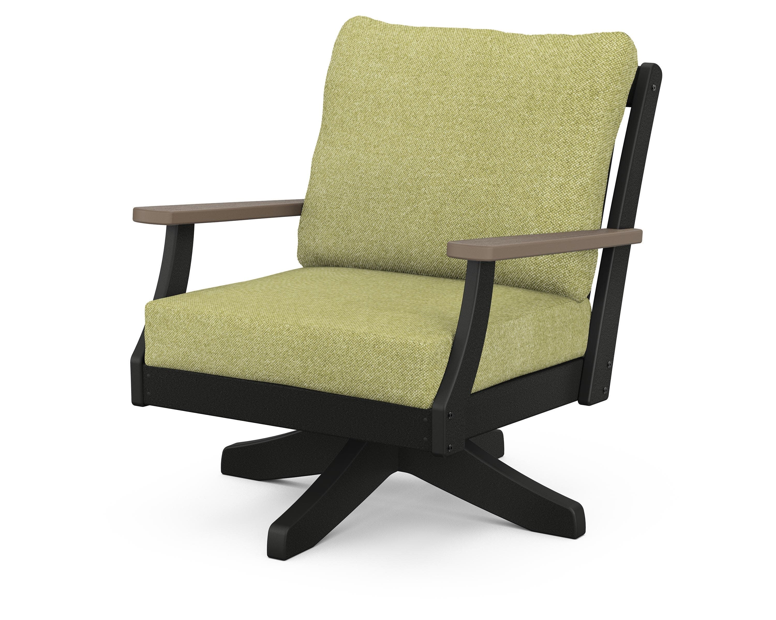 Braxton Deep Seating Swivel Chair in Black / Kona / Chartreuse Boucle