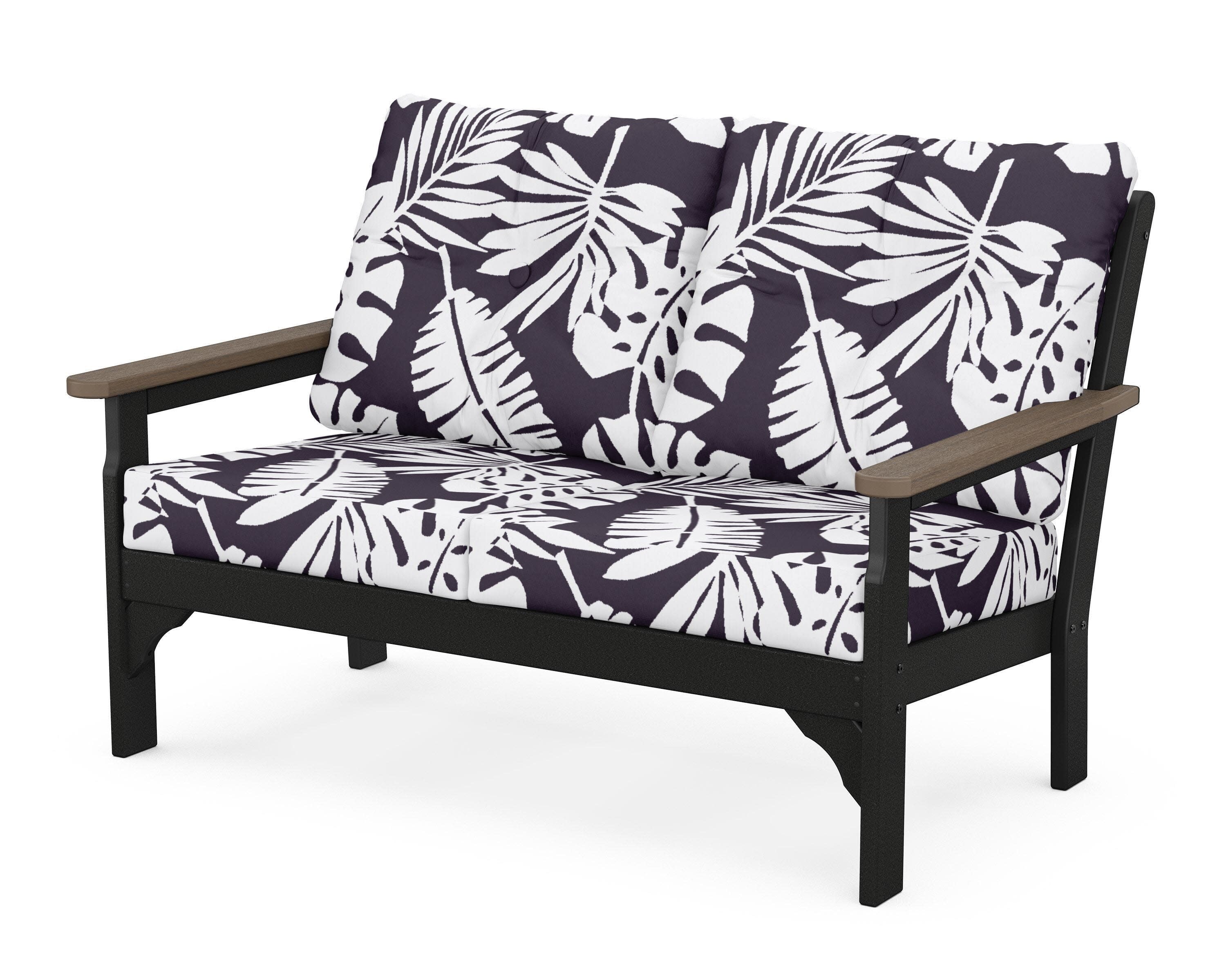 Vineyard Deep Seating Loveseat in Black / Kona / Leaf Navy