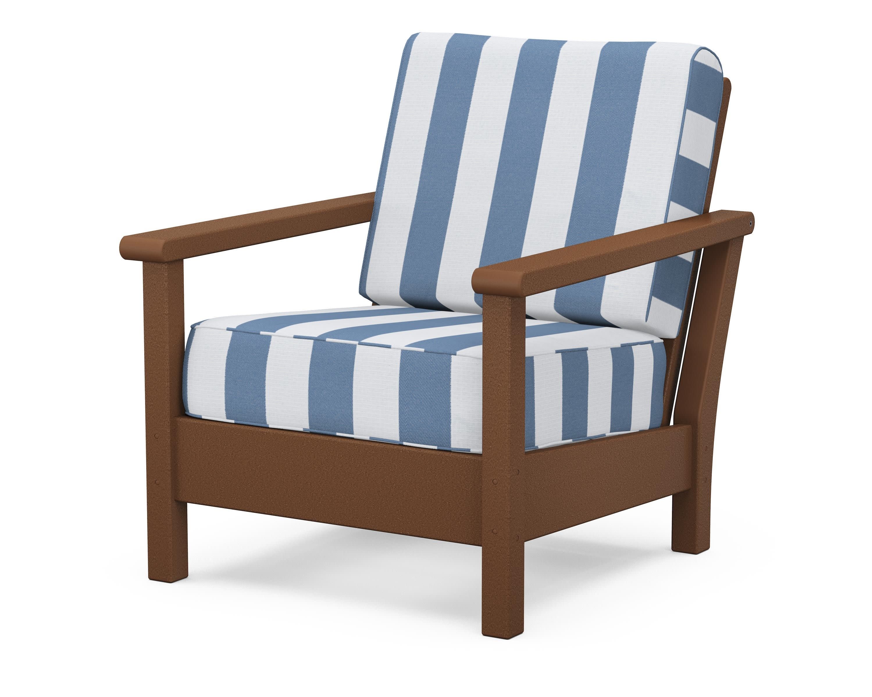 Harbour Deep Seating Chair in Teak / Cabana Stripe Sky Blue