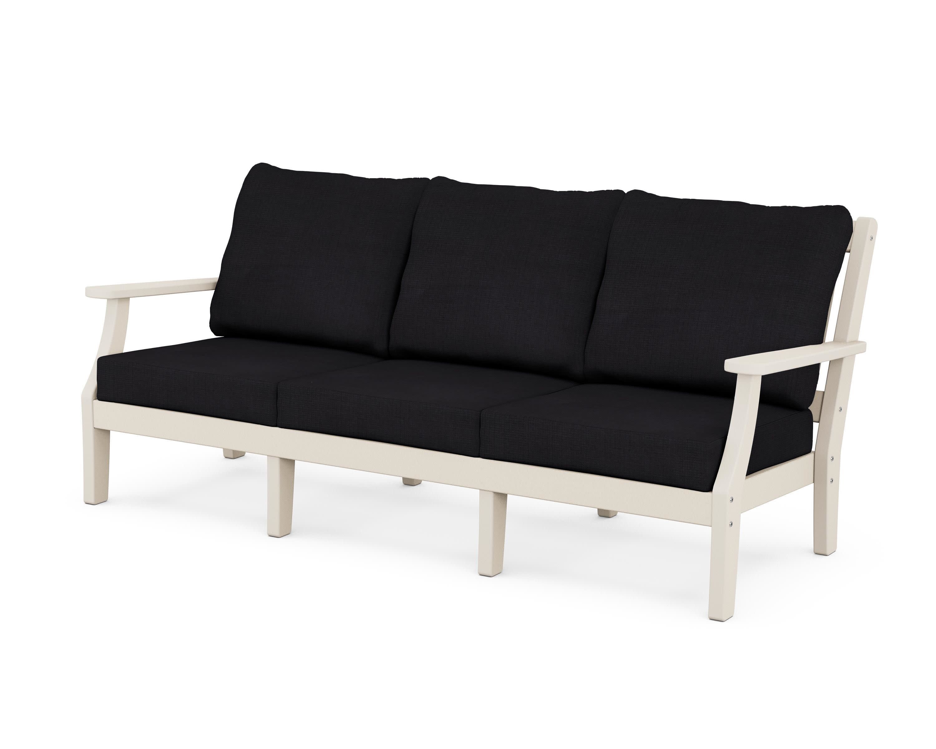 Chinoiserie Deep Seating Sofa in Sand / Midnight Linen