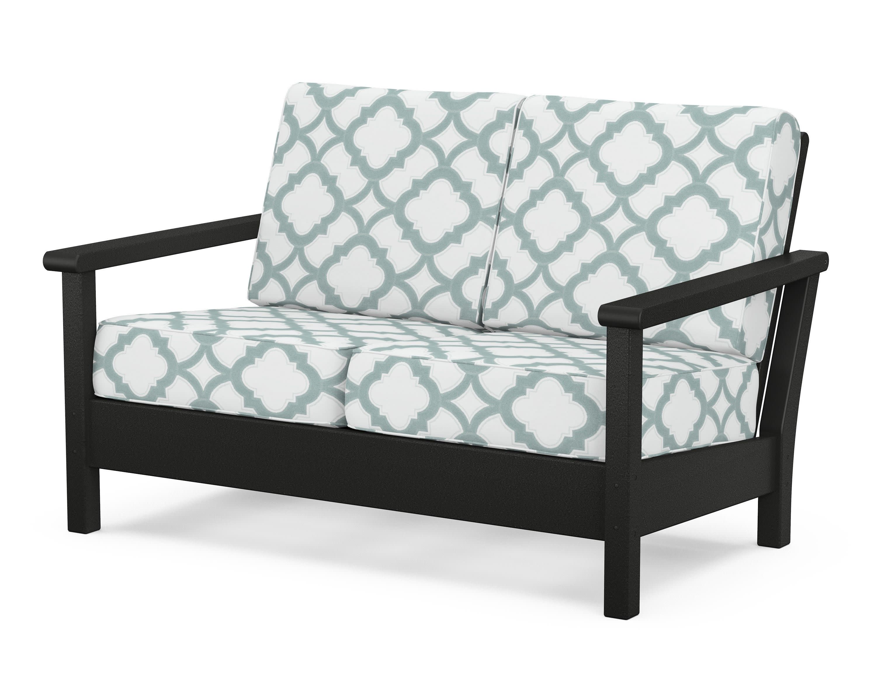 Harbour Deep Seating Loveseat in Black / Trellis Glacier Spa