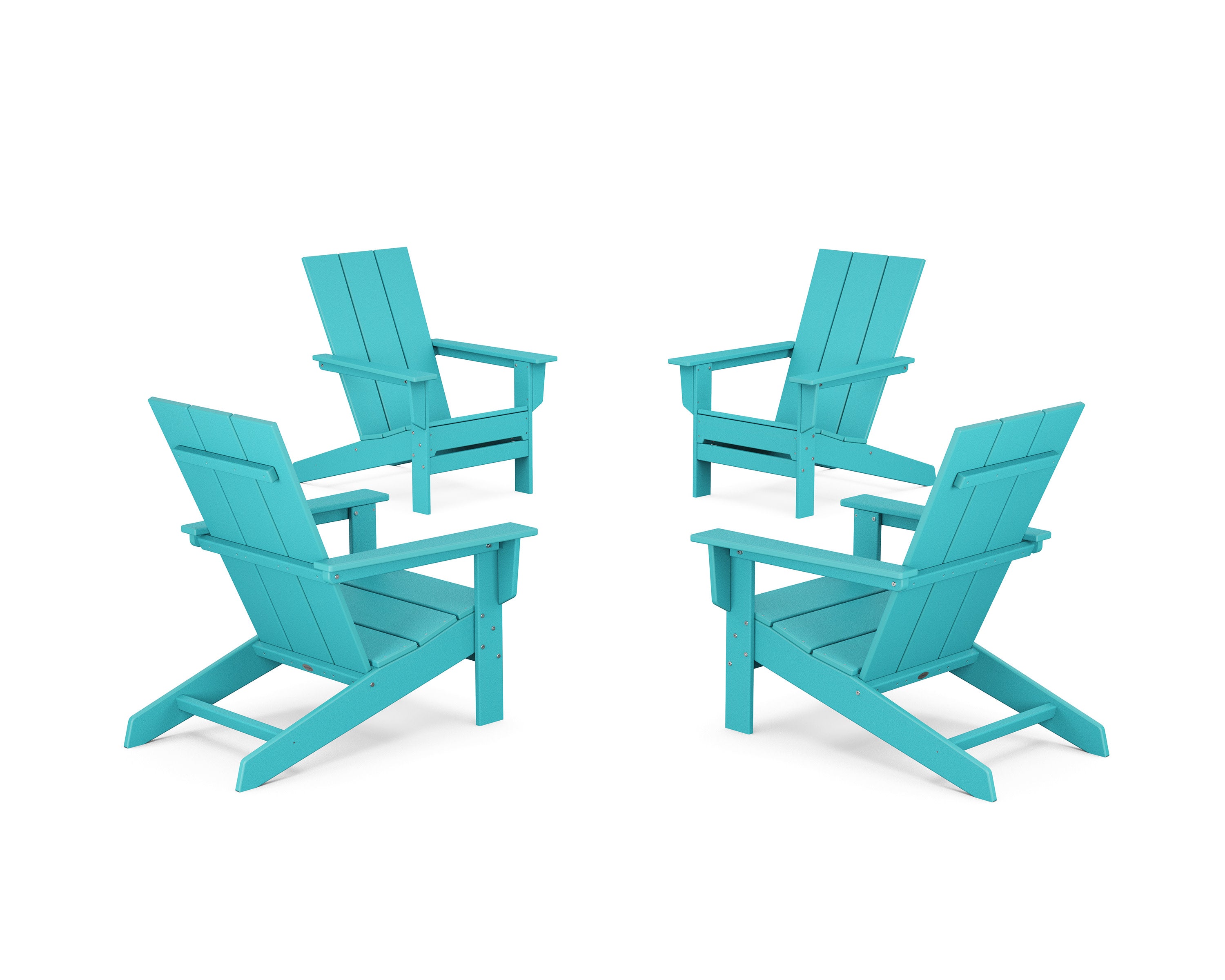 4-Piece Modern Studio Adirondack Chair Conversation Set in Aruba