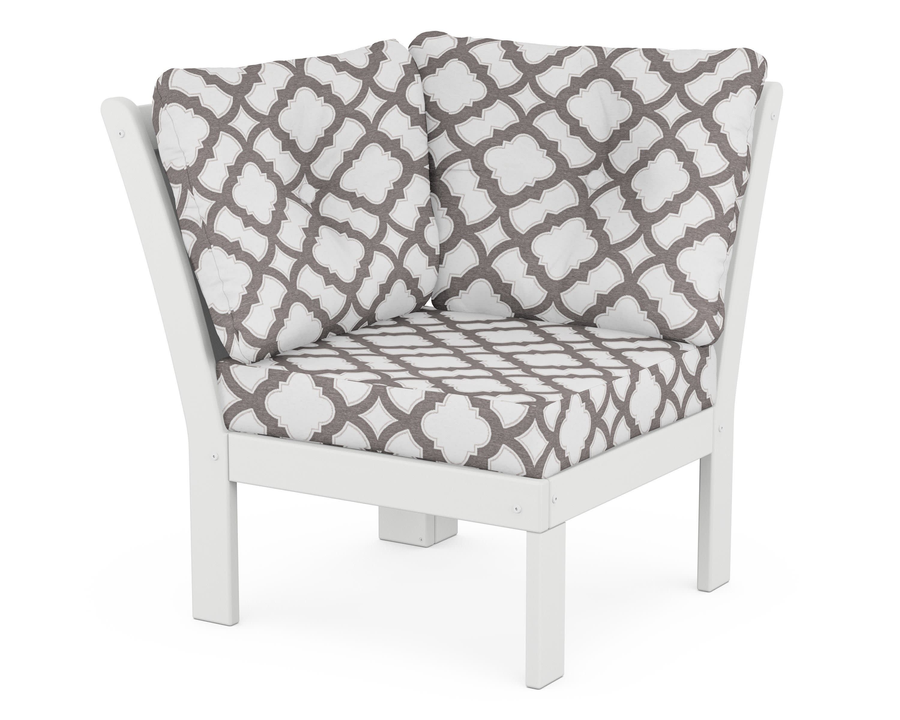 Vineyard Modular Corner Chair in White / Trellis Grey Mist