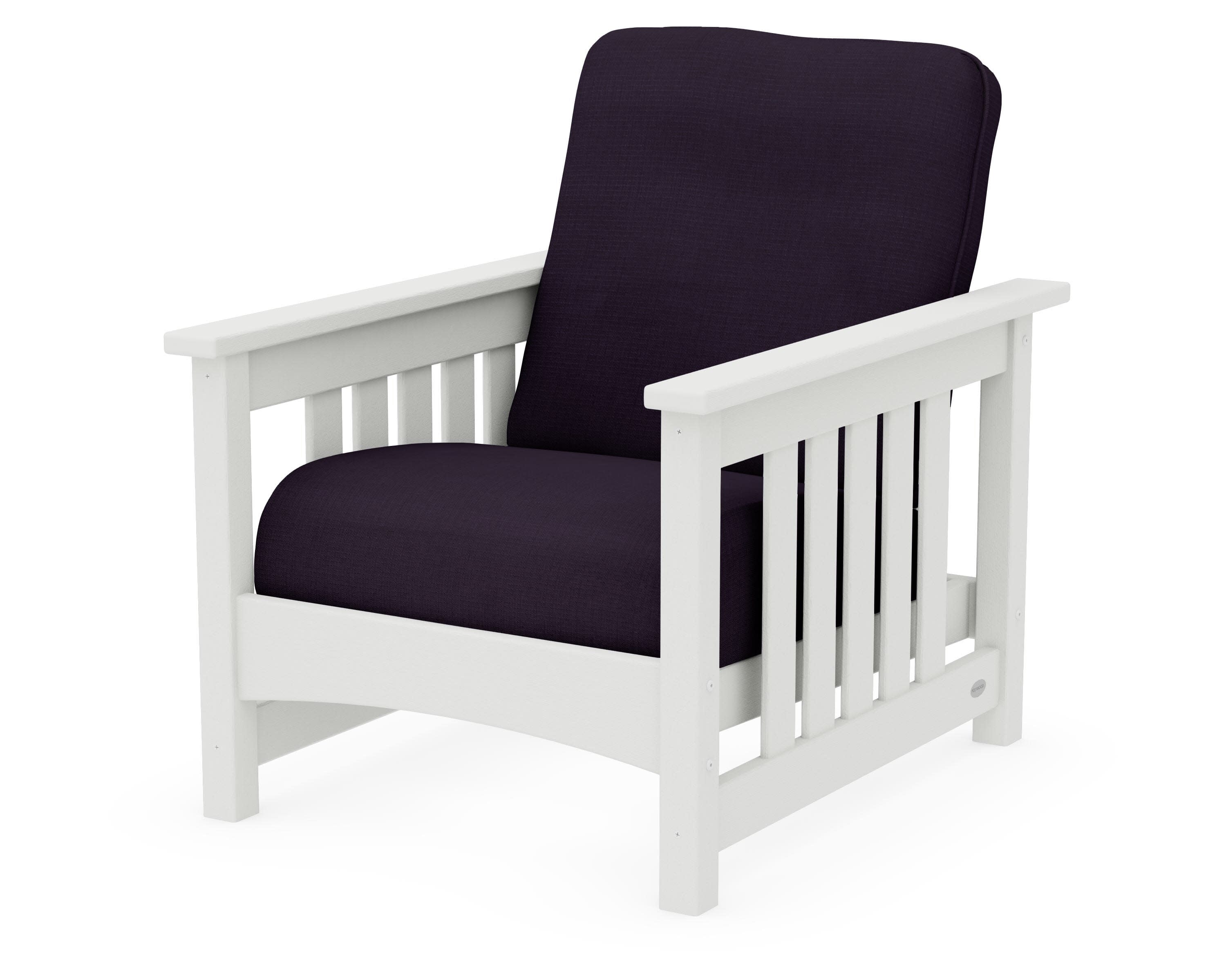 Club Mission Chair in Vintage White / Navy Linen