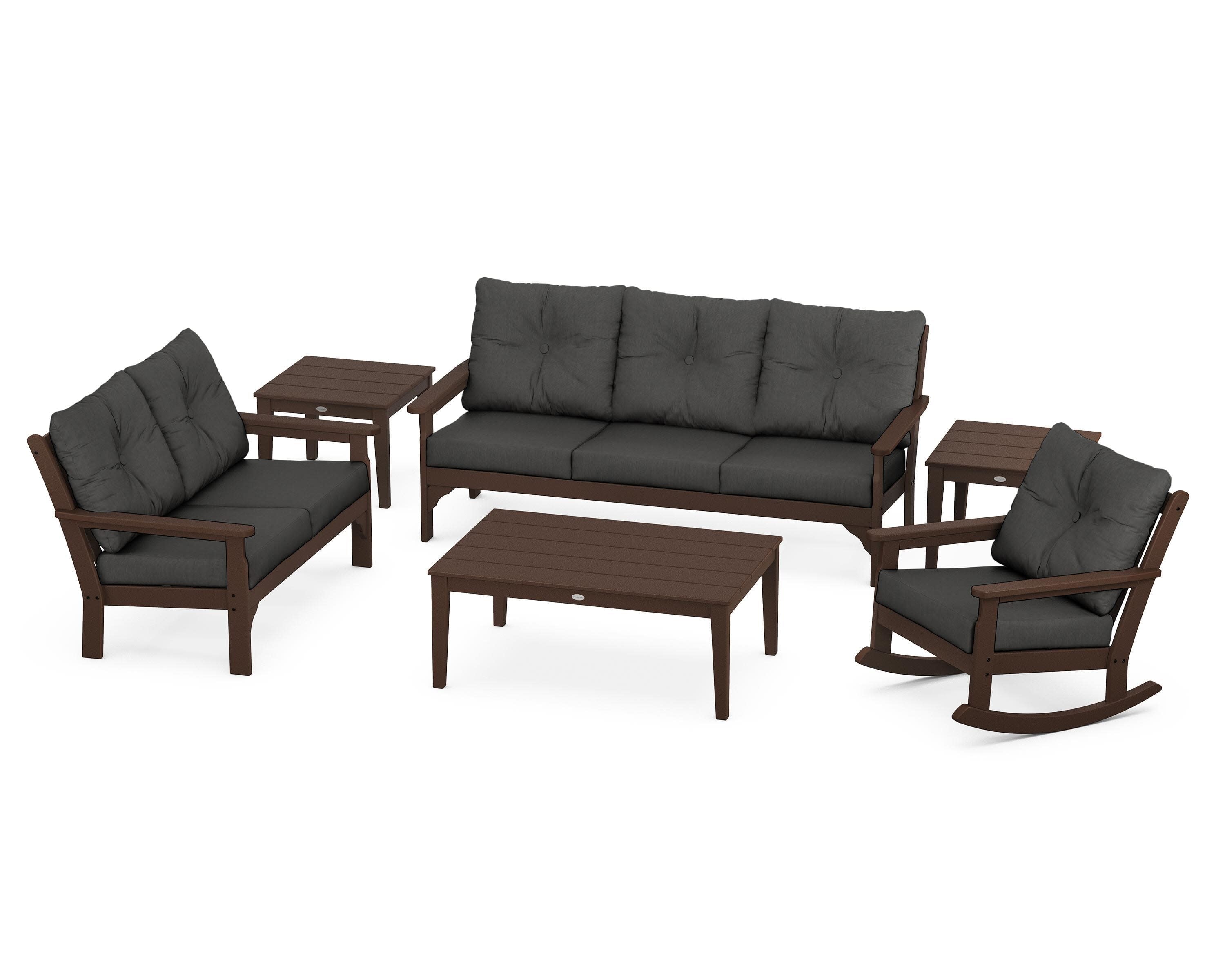 Vineyard 6-Piece Deep Seating Set in Mahogany / Spectrum Carbon