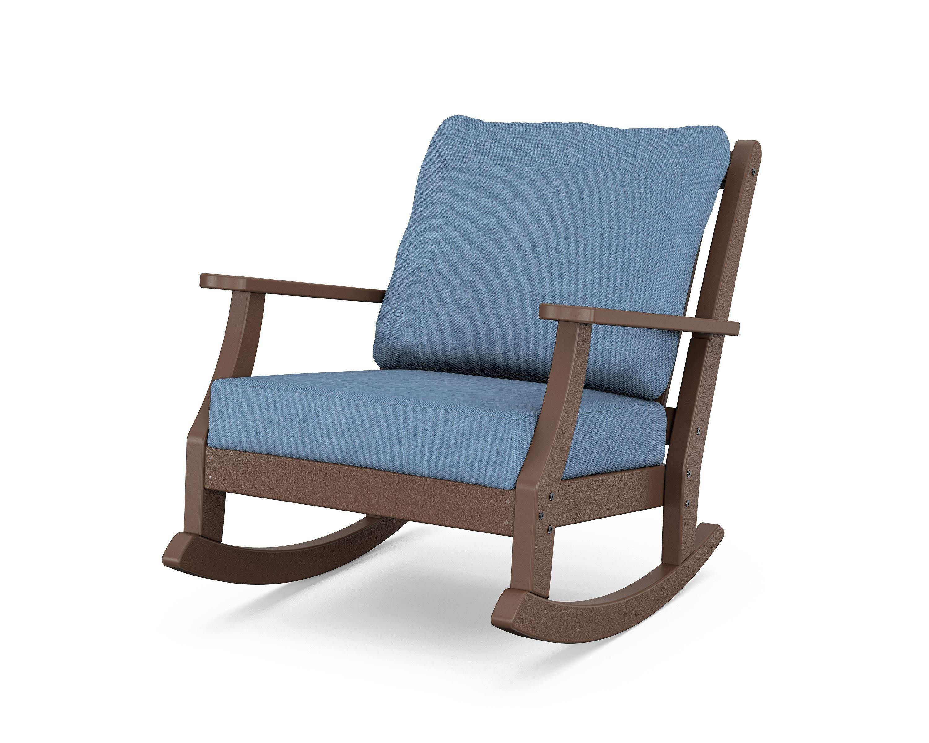 Wovendale Deep Seating Rocking Chair in Mahogany / Sky Blue