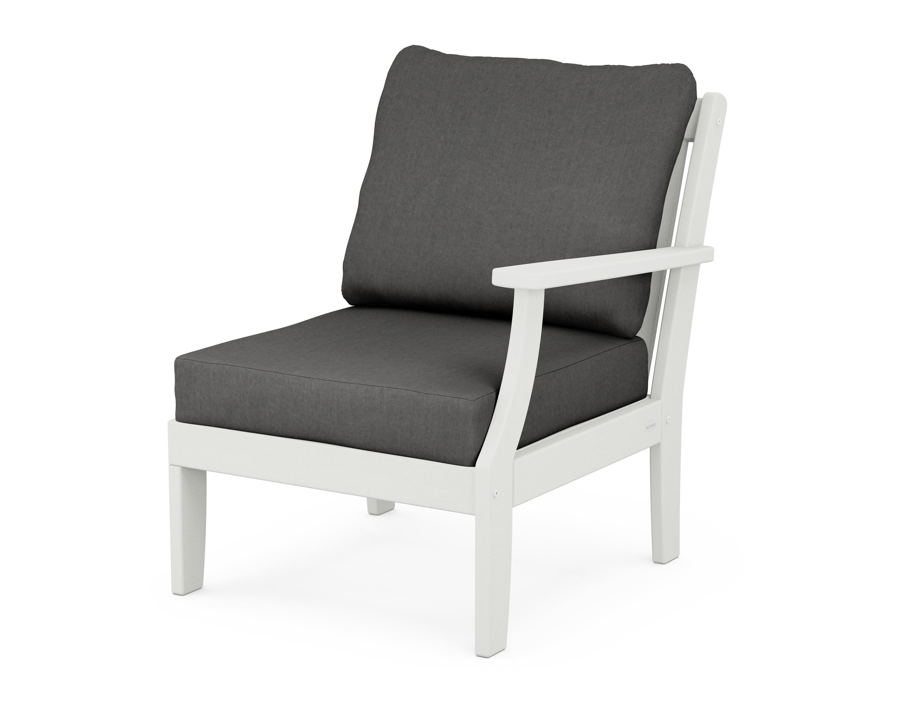 Braxton Modular Right Arm Chair in Vintage White / Spectrum Carbon