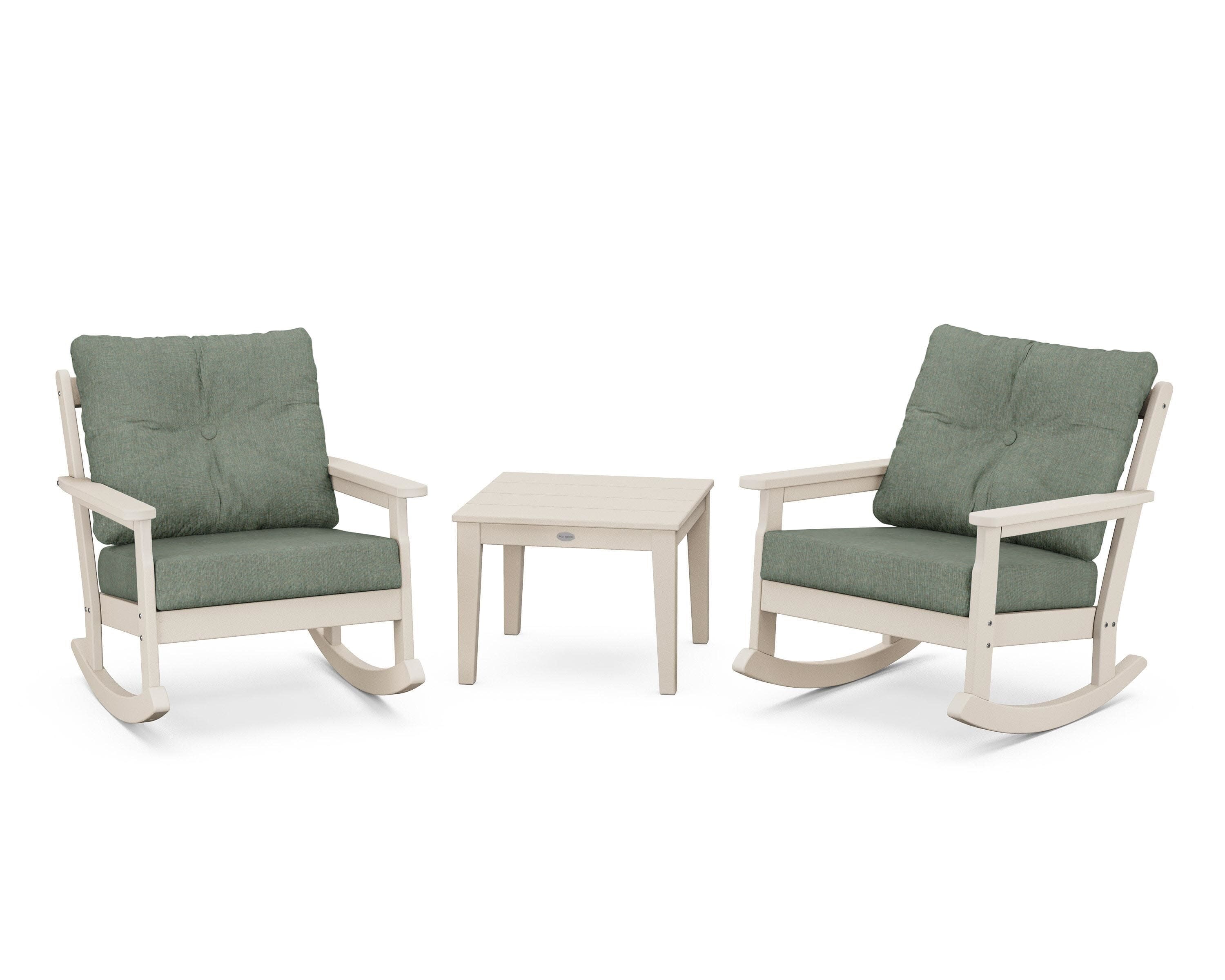 Vineyard 3-Piece Deep Seating Rocker Set in Sand / Cast Sage