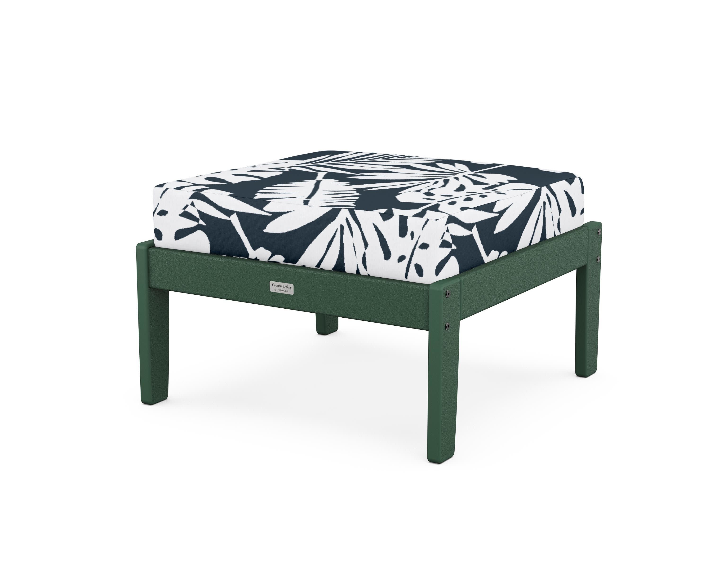 Cottage Deep Seating Ottoman in Green / Leaf Marine Indigo