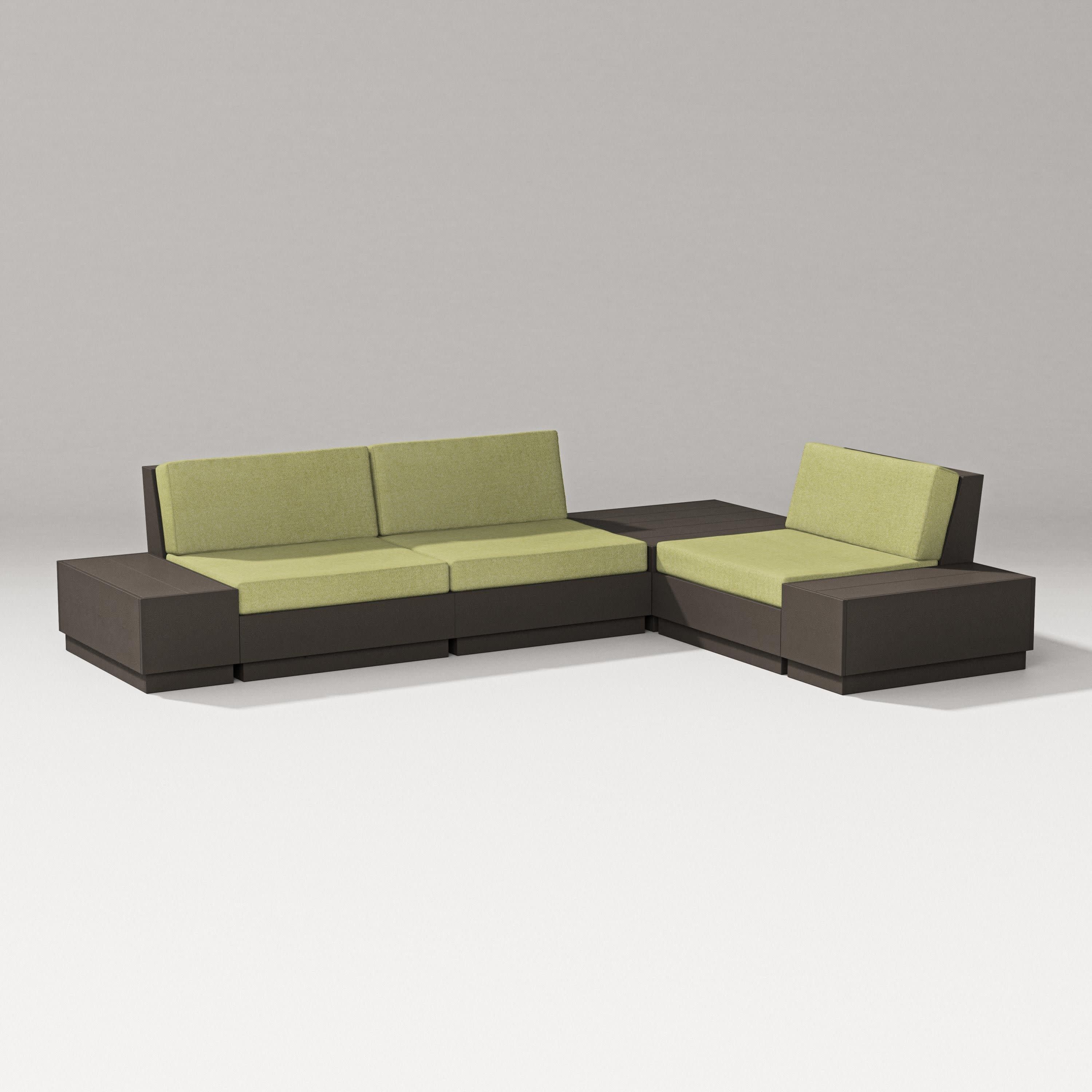 Elevate 6-Piece Corner Sectional in Vintage Coffee / Chartreuse Boucle