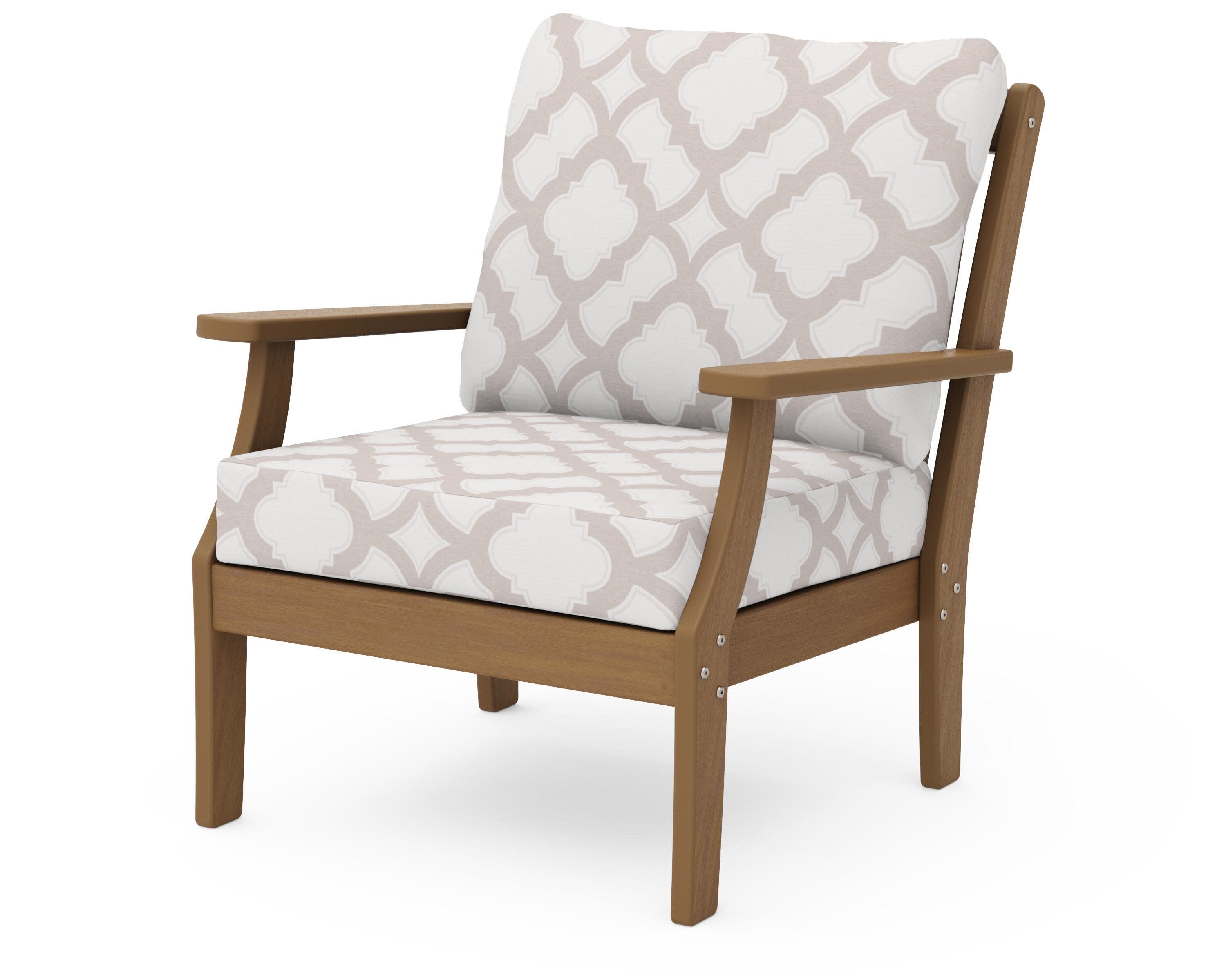 Braxton Deep Seating Chair in Natural / Trellis Dune Burlap