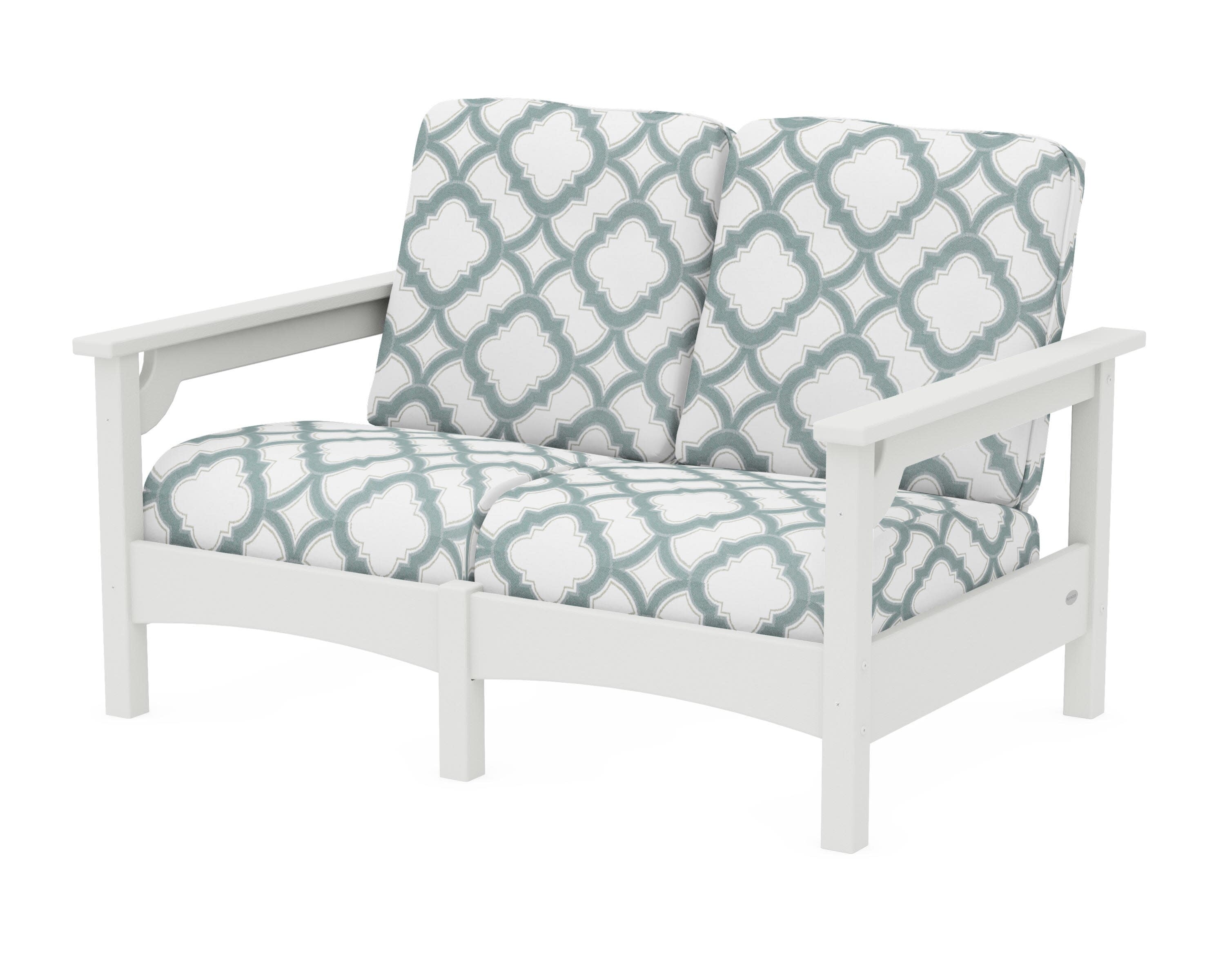 Club Loveseat in Vintage White / Trellis Glacier Spa