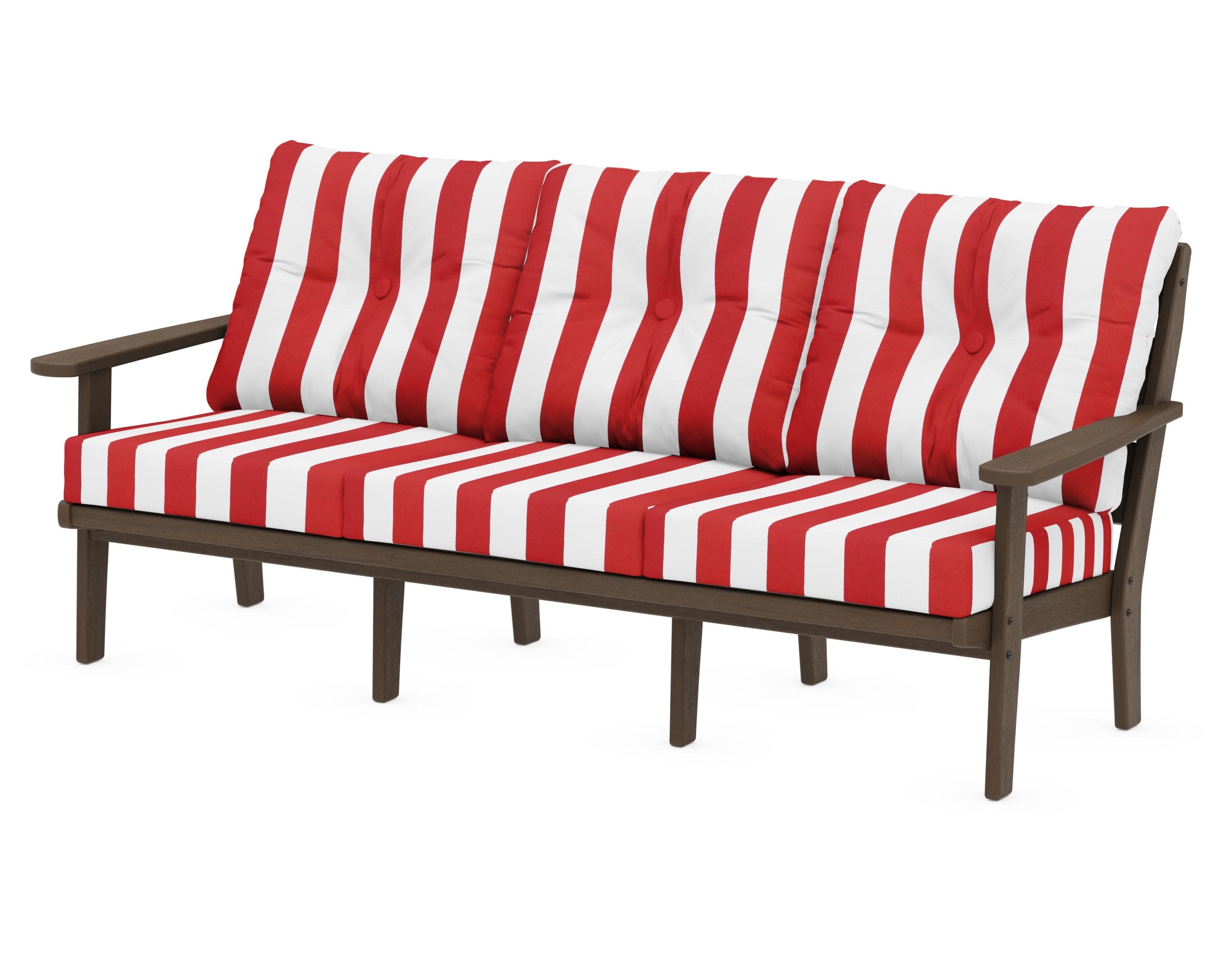 Lakeside Deep Seating Sofa in Kona / Cabana Stripe Crimson