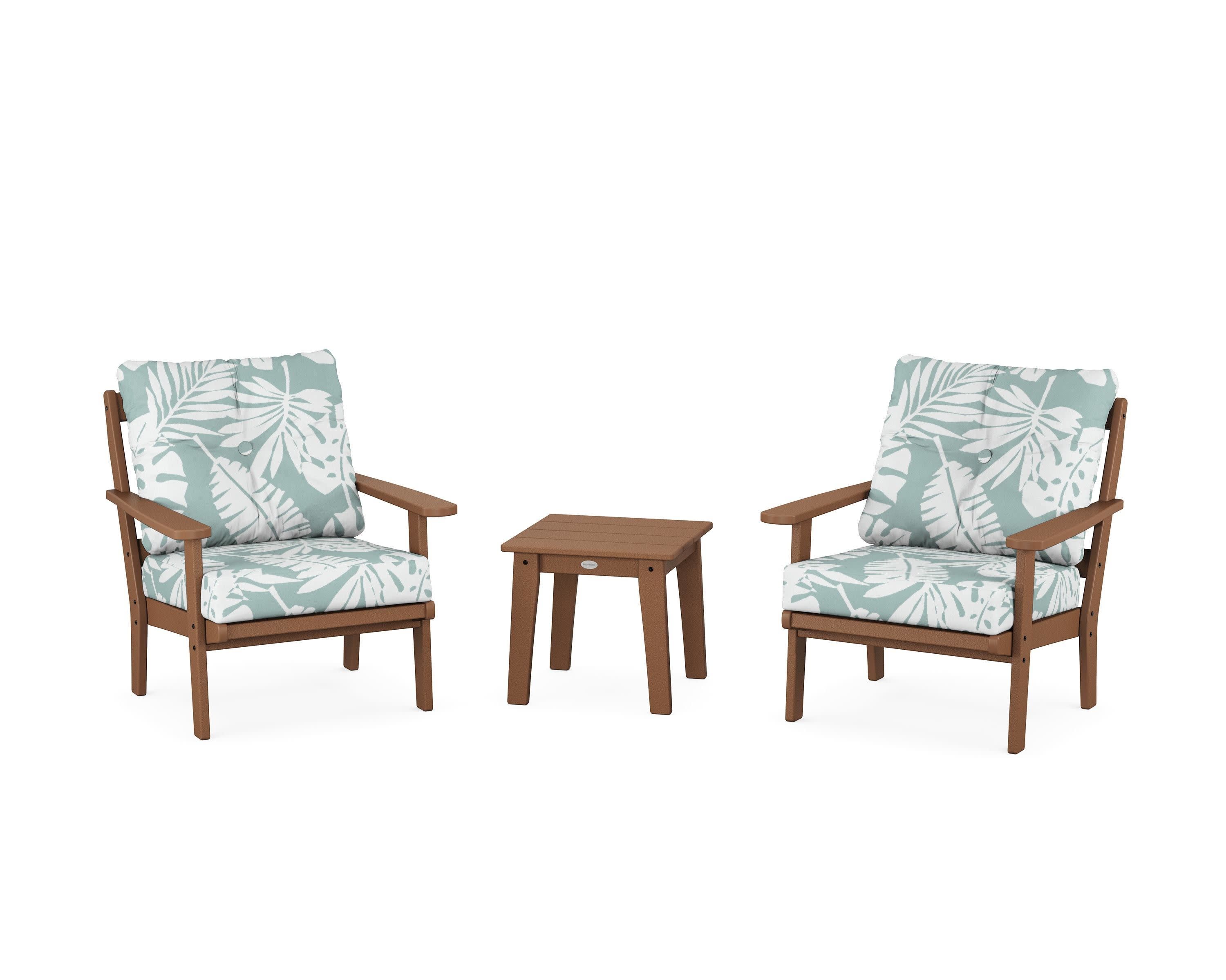Mission 3-Piece Deep Seating Set in Teak / Leaf Glacier Spa