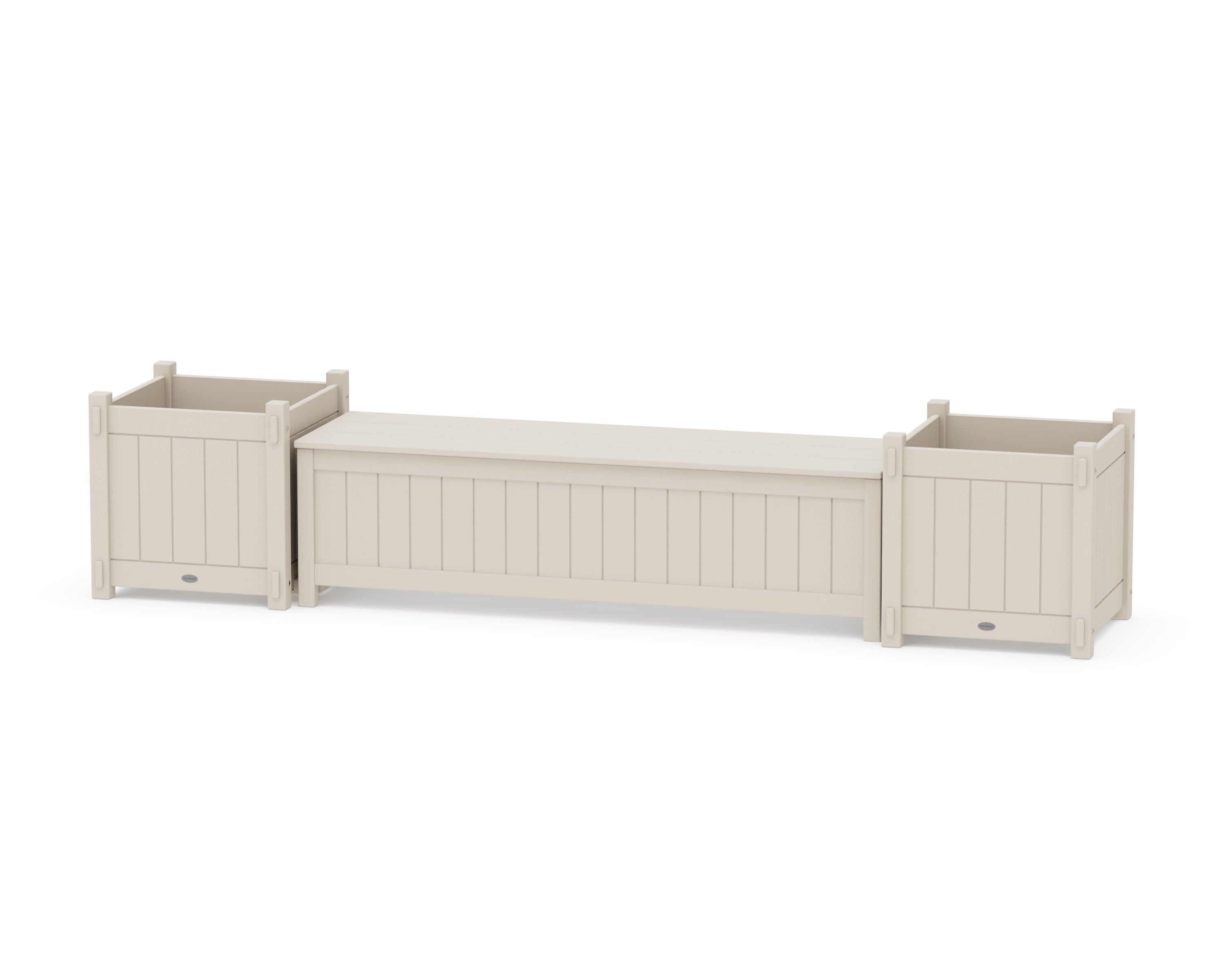 60" Vineyard Straight Planter Storage Bench Set- Large in Sand