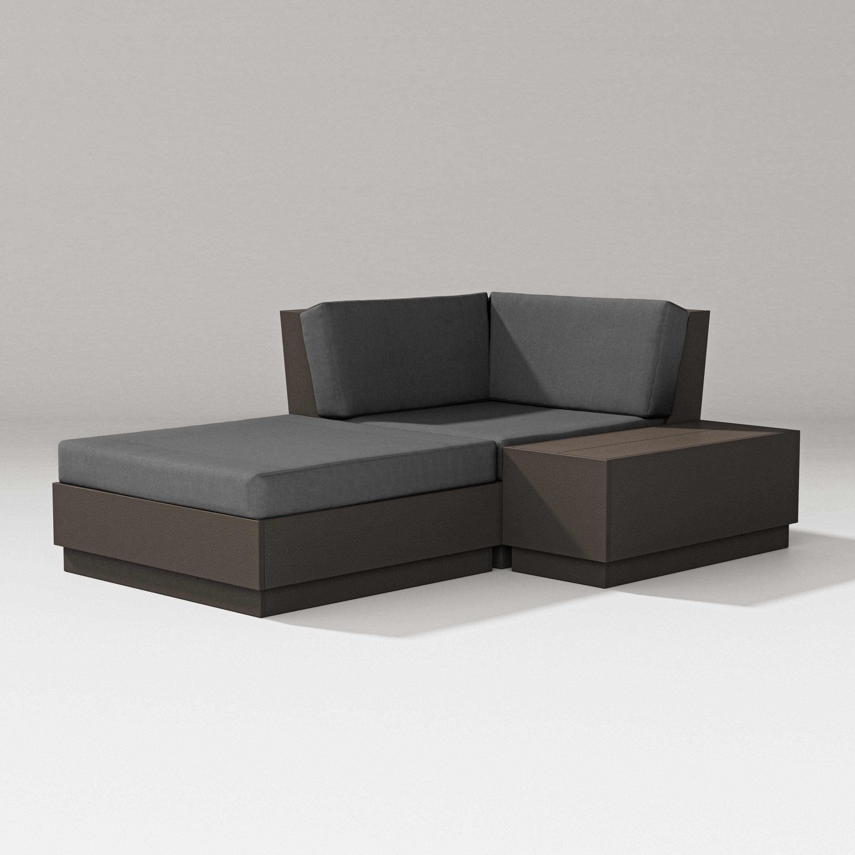 Elevate Corner Chaise in Vintage Coffee / Spectrum Carbon