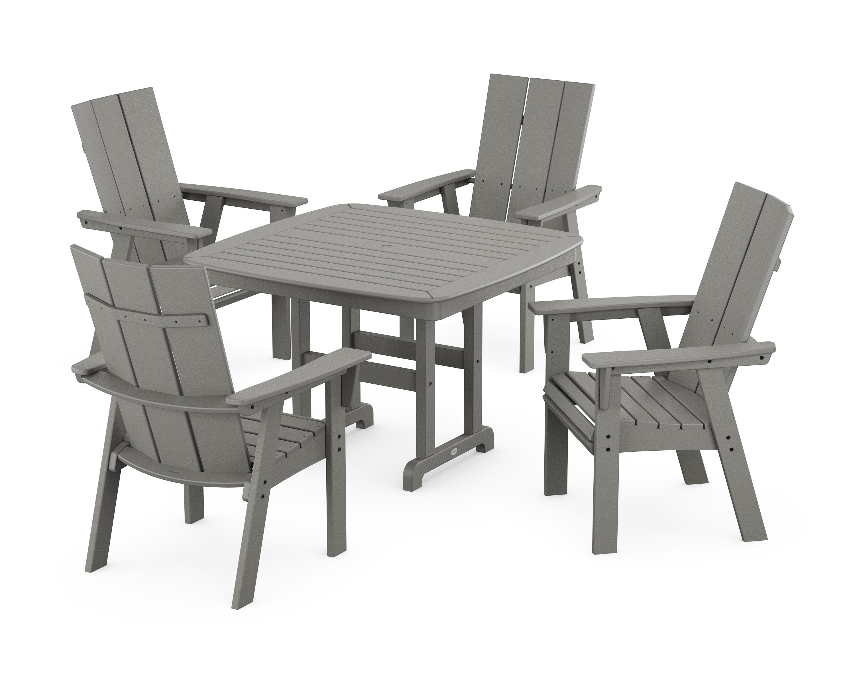 Modern Curveback Adirondack 5-Piece Dining Set in Slate Grey