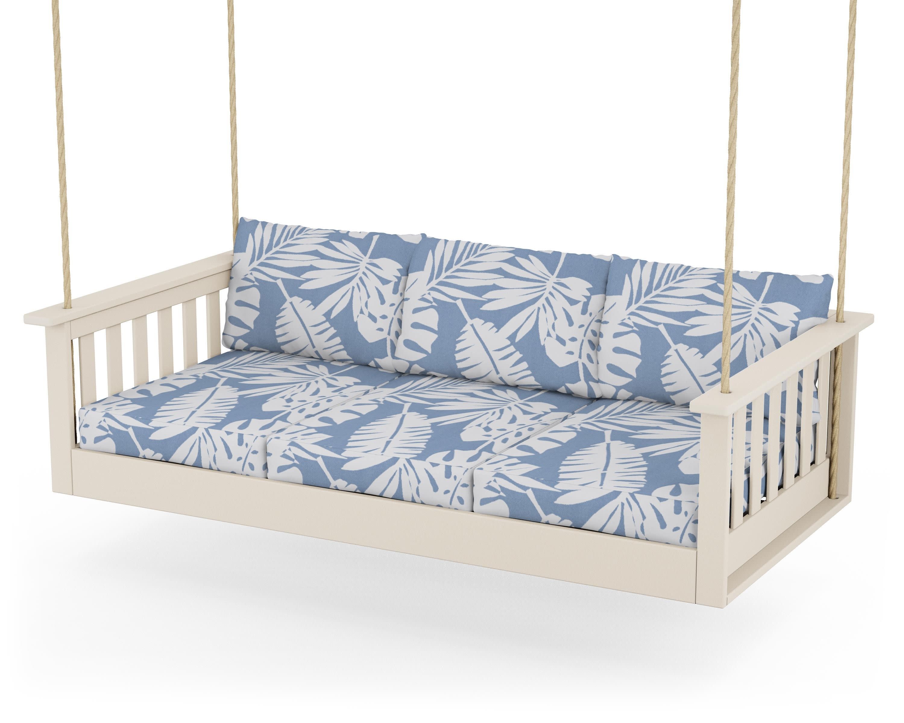 Vineyard Daybed Swing in Sand / Leaf Sky Blue