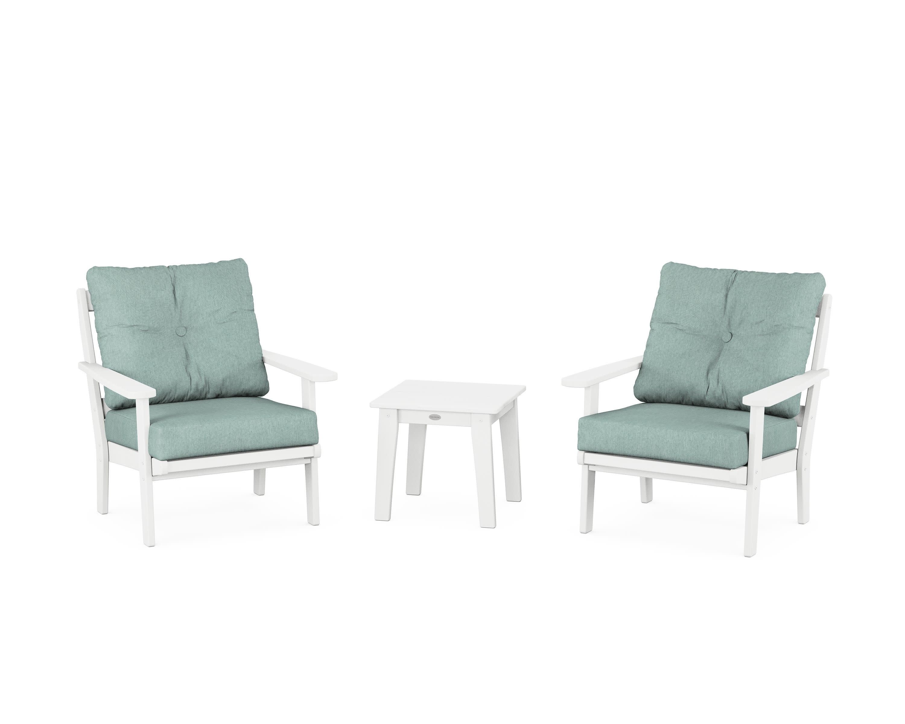 Mission 3-Piece Deep Seating Set in White / Glacier Spa