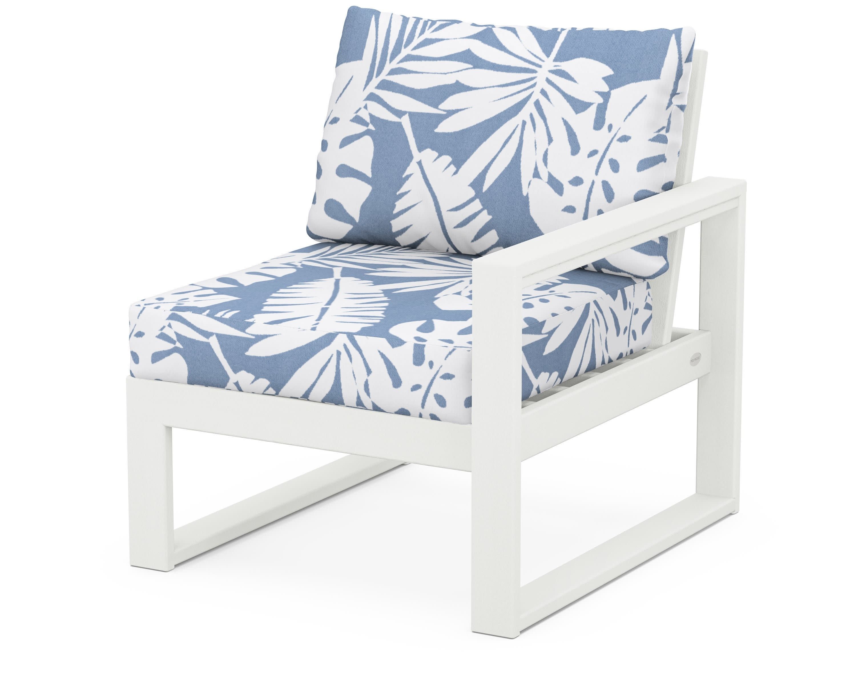 EDGE Modular Right Arm Chair in Vintage White / Leaf Sky Blue