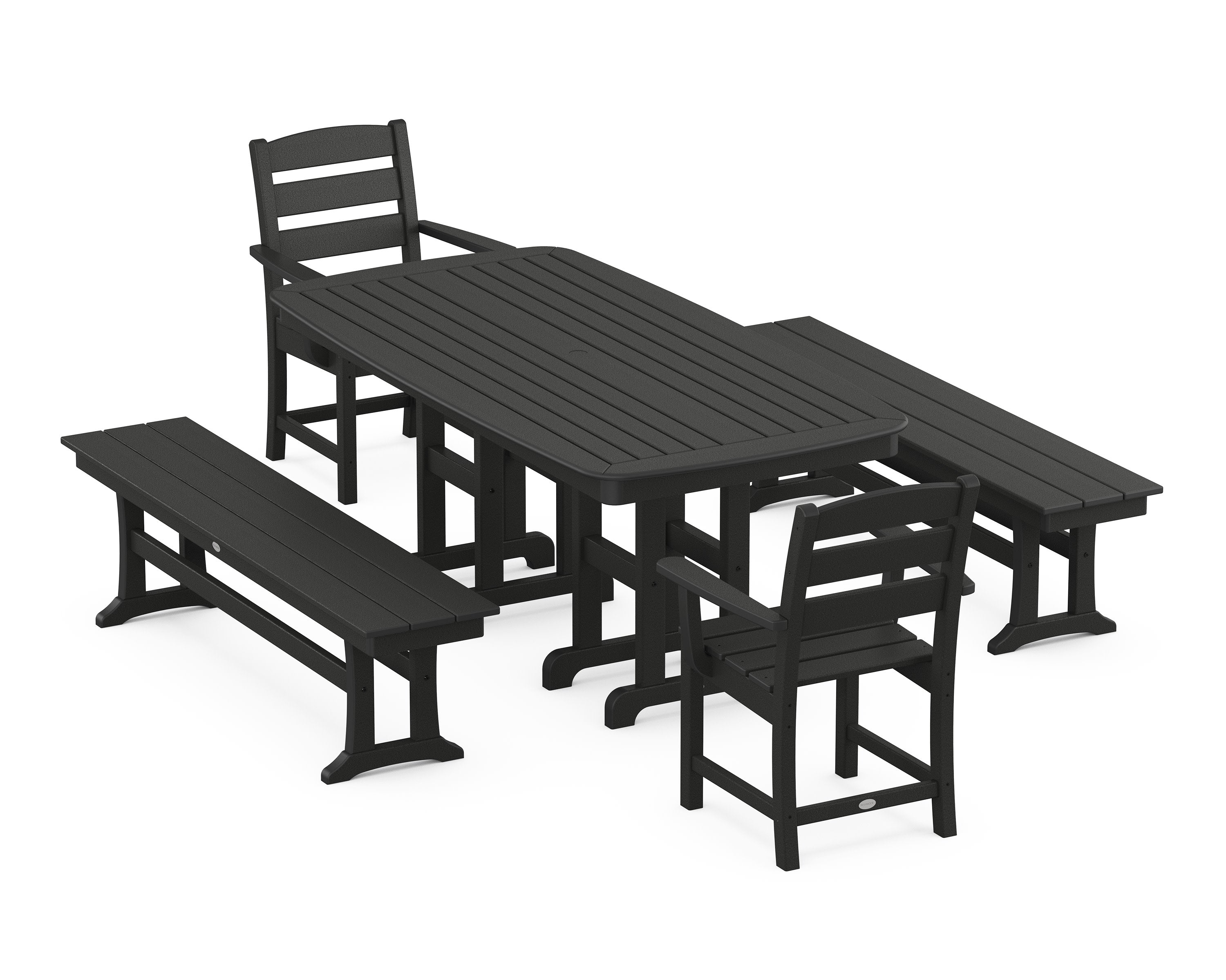 Lakeside 5-Piece Dining Set with Benches in Black