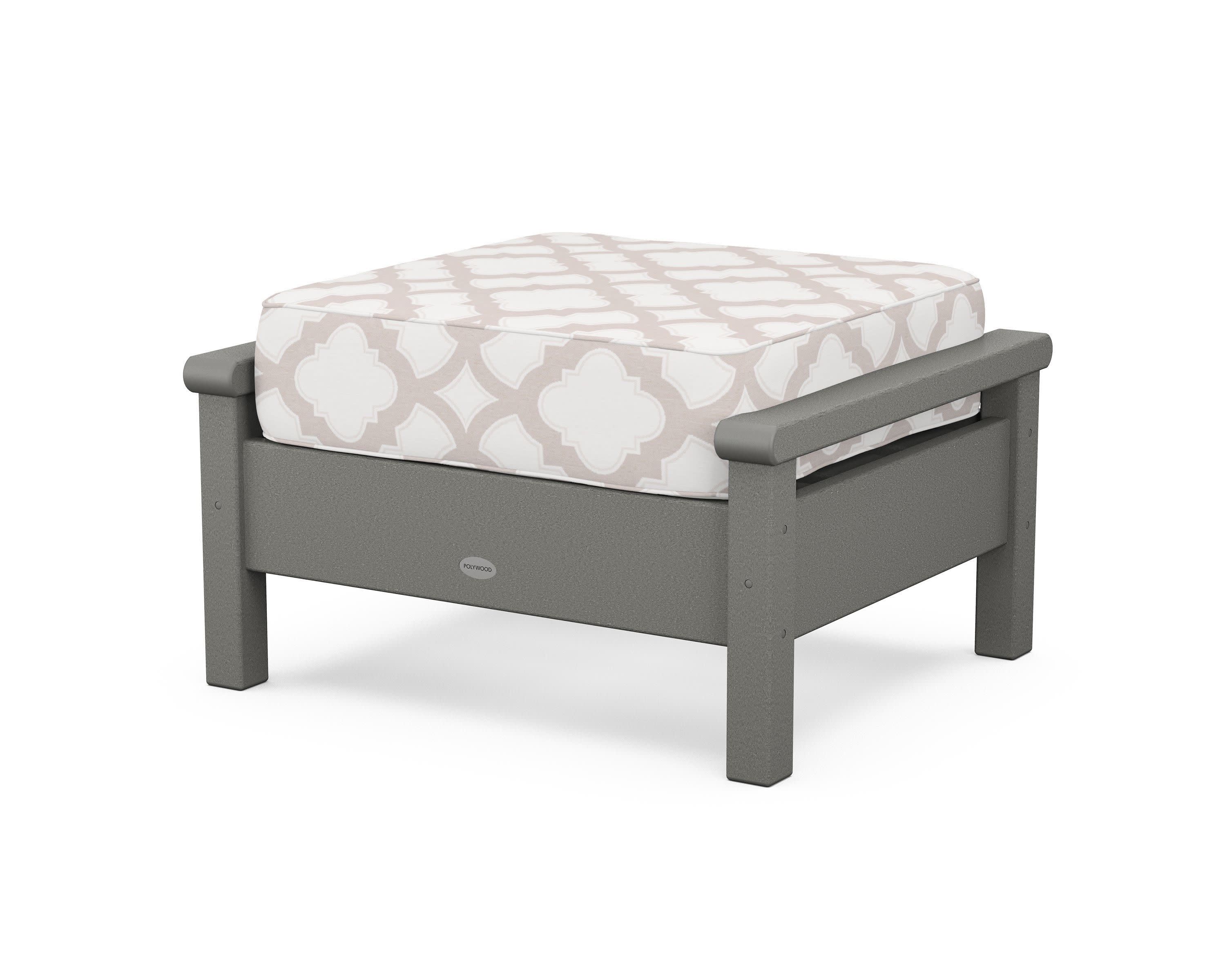 Harbour Deep Seating Ottoman in Slate Grey / Trellis Dune Burlap