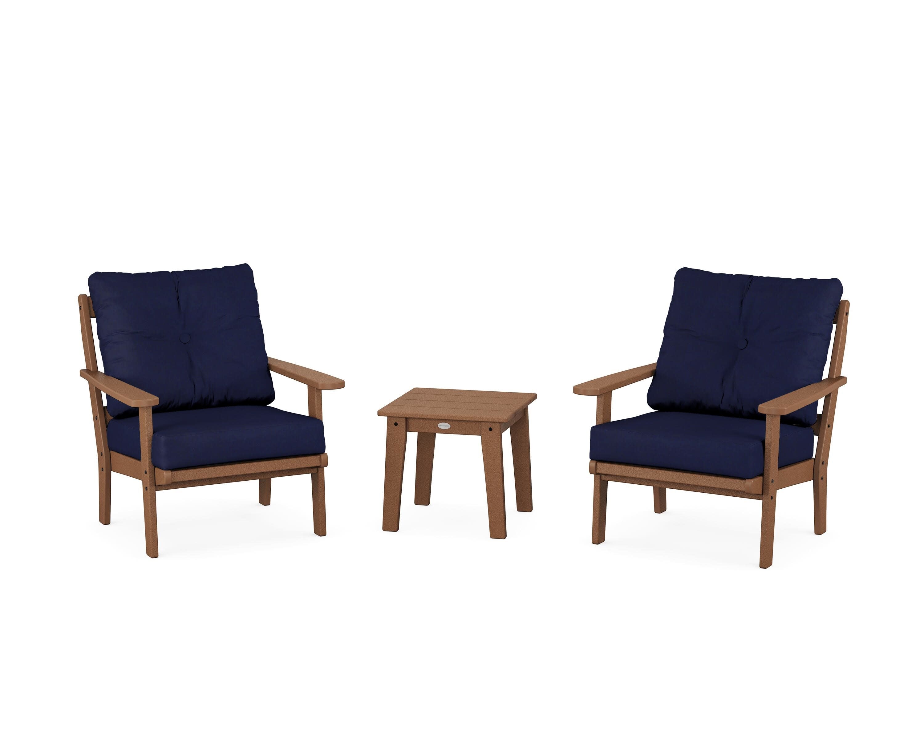 Mission 3-Piece Deep Seating Set in Teak / Navy