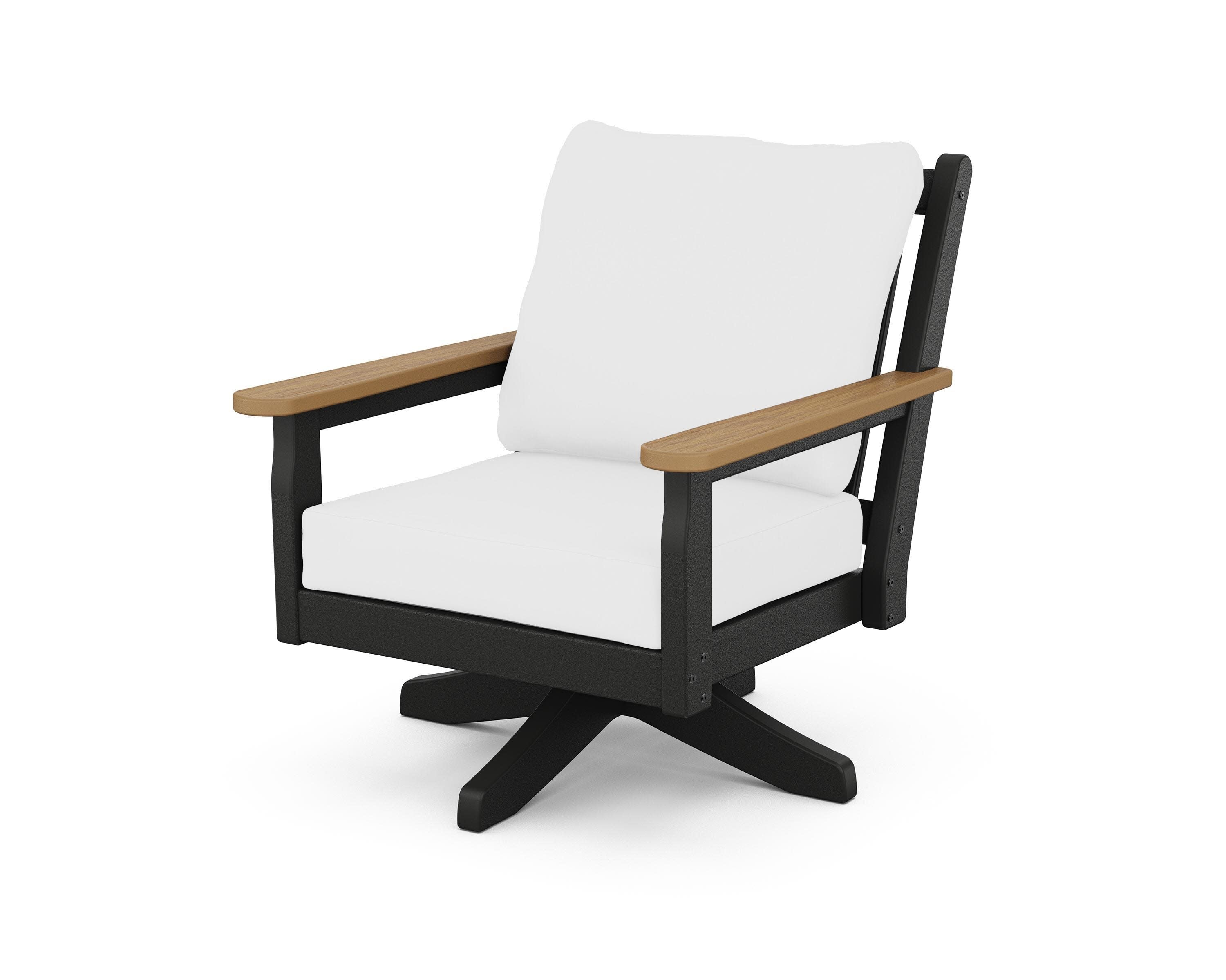 Chippendale Deep Seating Swivel Chair in Black / Natural / Natural