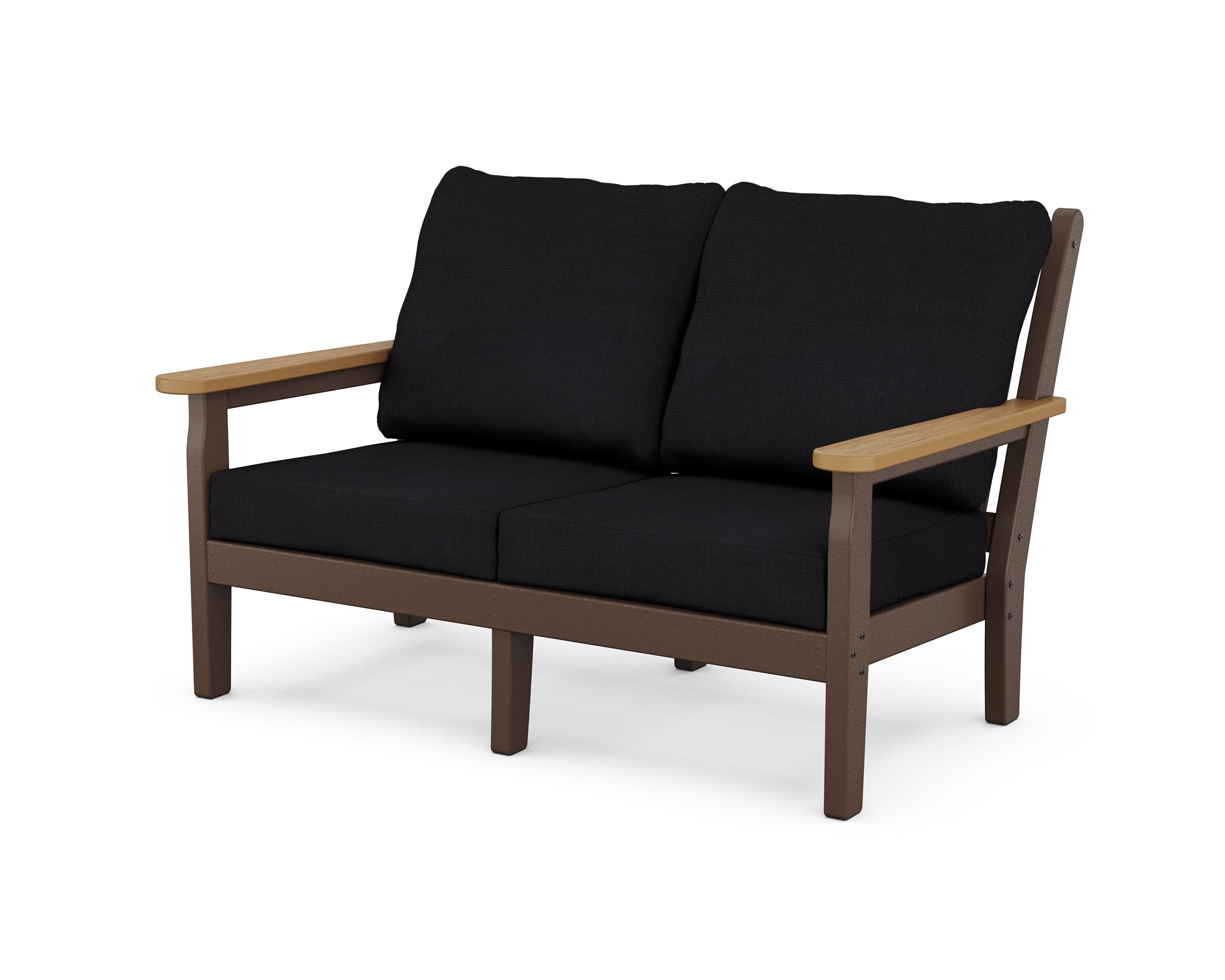 Chippendale Deep Seating Loveseat in Mahogany / Natural / Midnight Linen