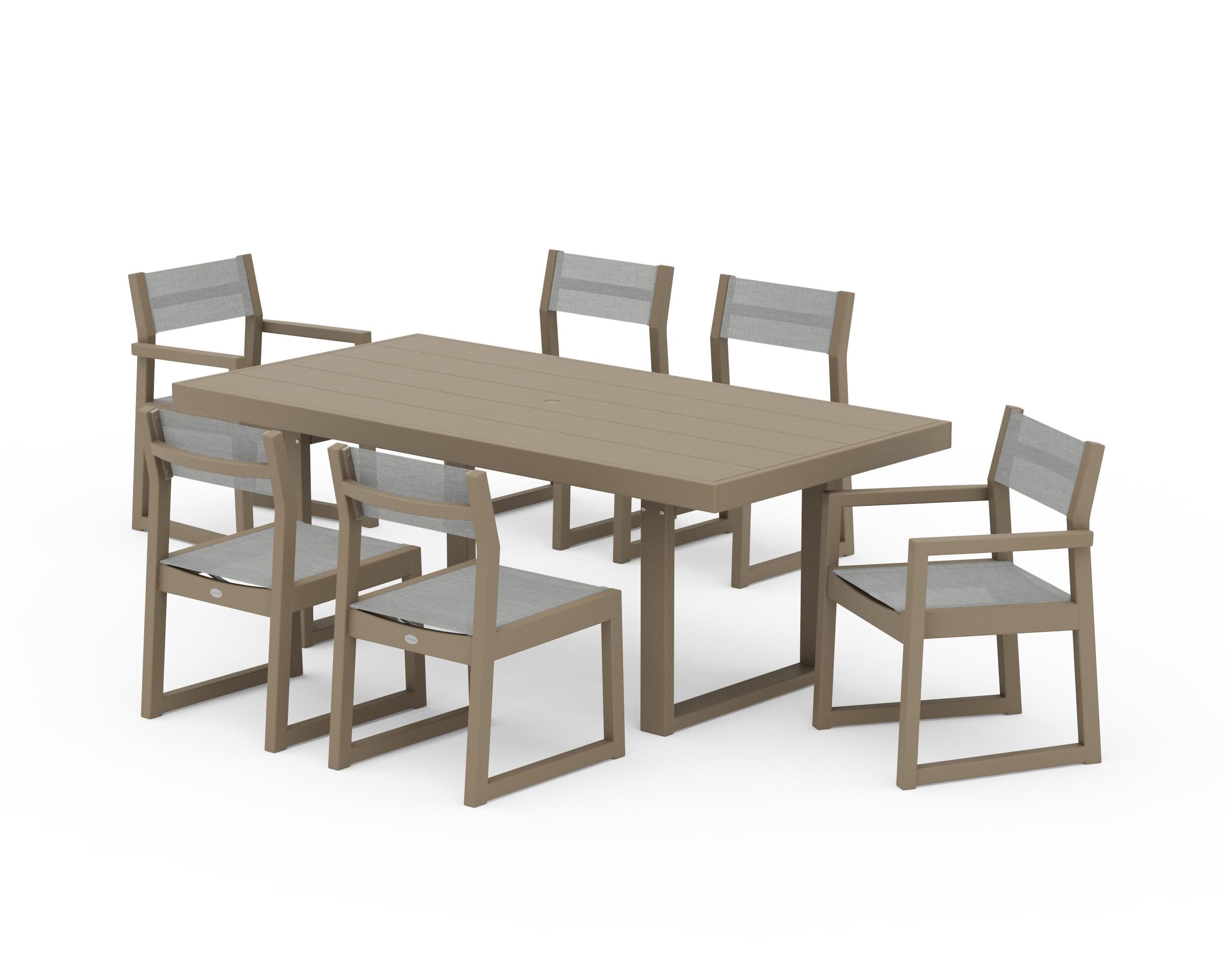 EDGE Sling 7-Piece Dining Set in Vintage Sahara / Metallic Sling