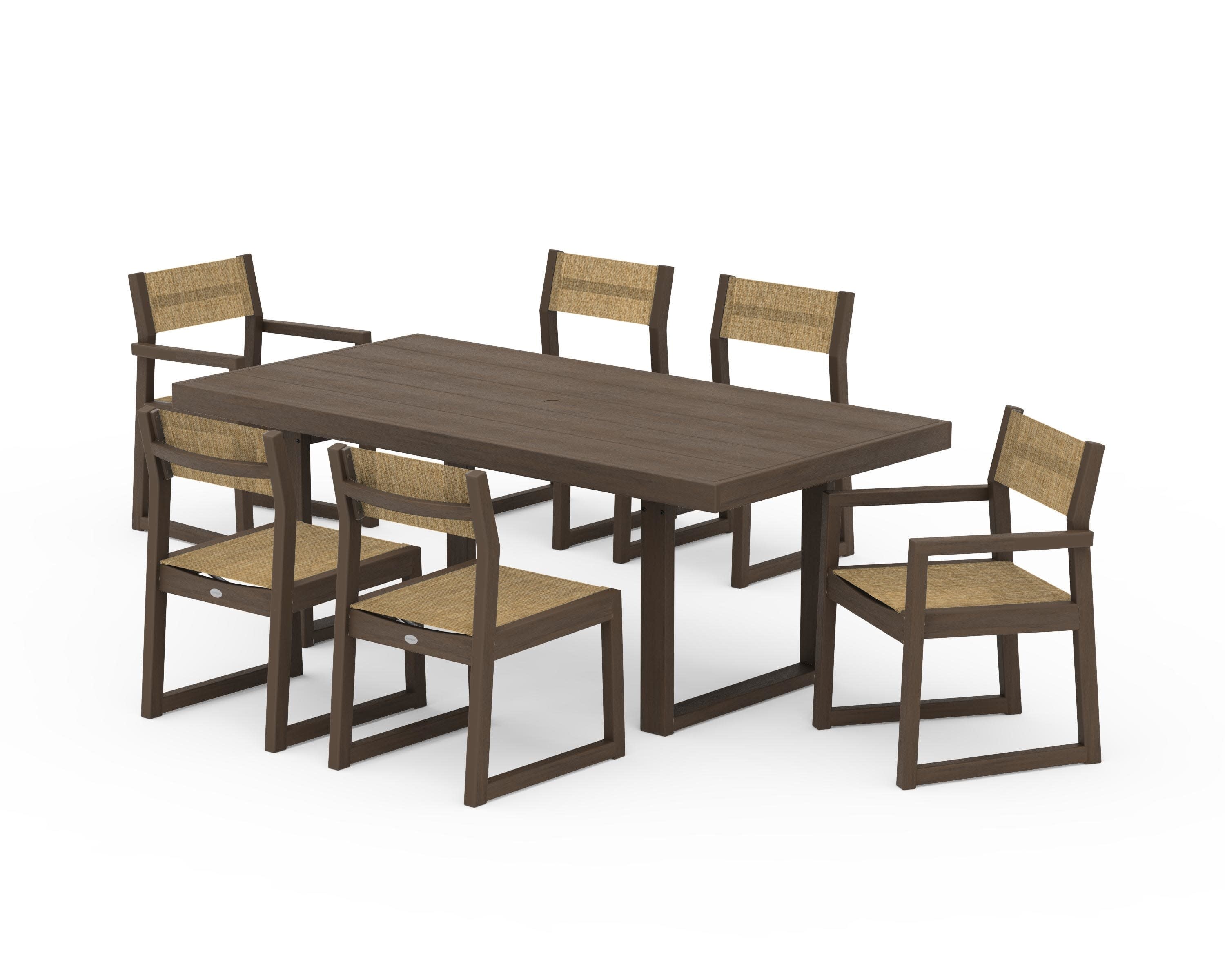 EDGE Sling 7-Piece Dining Set in Kona / Burlap Sling
