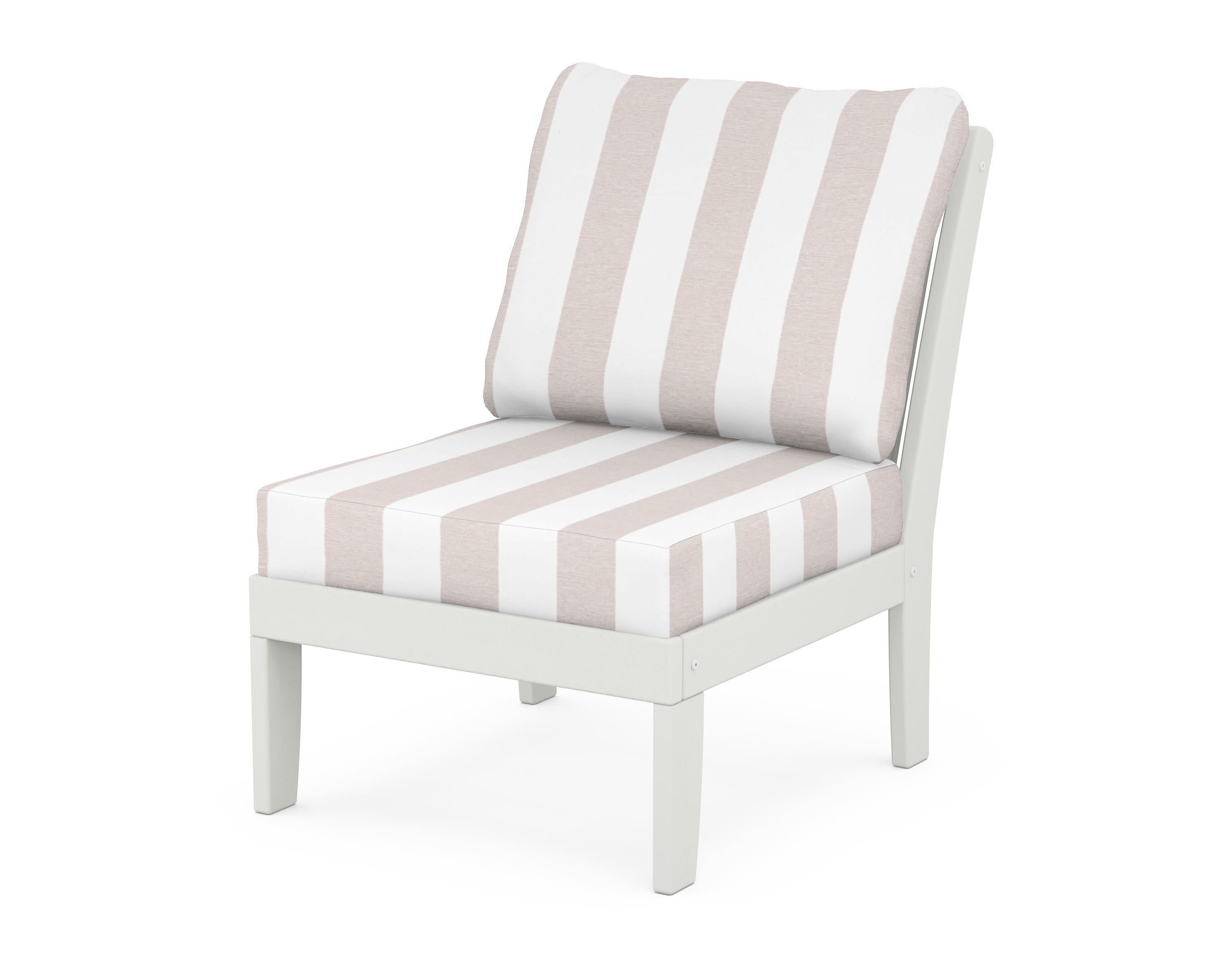 Braxton Modular Armless Chair in Vintage White / Cabana Stripe Dune Burlap