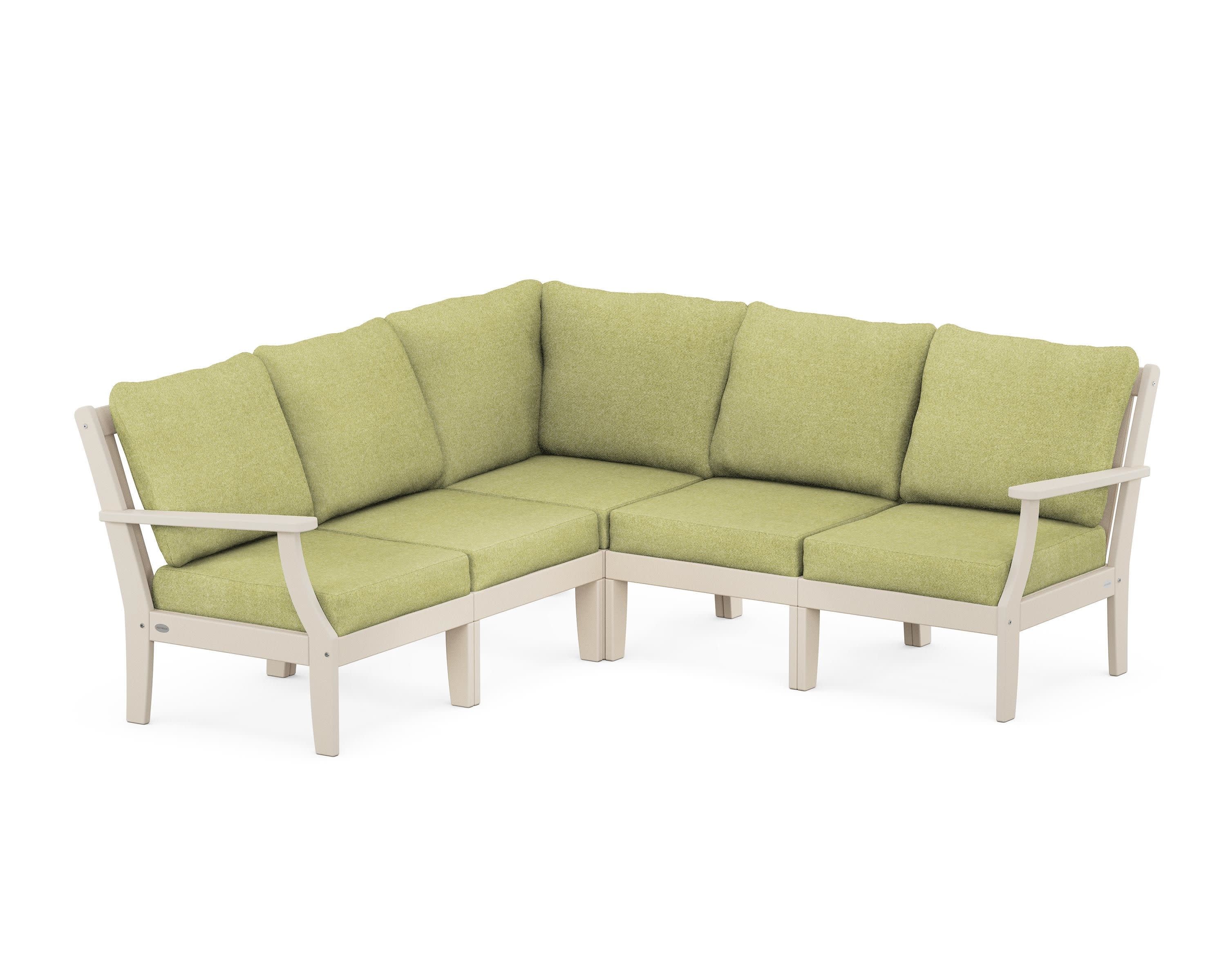 Braxton Modular 5-Piece Deep Seating Set in Sand / Chartreuse Boucle