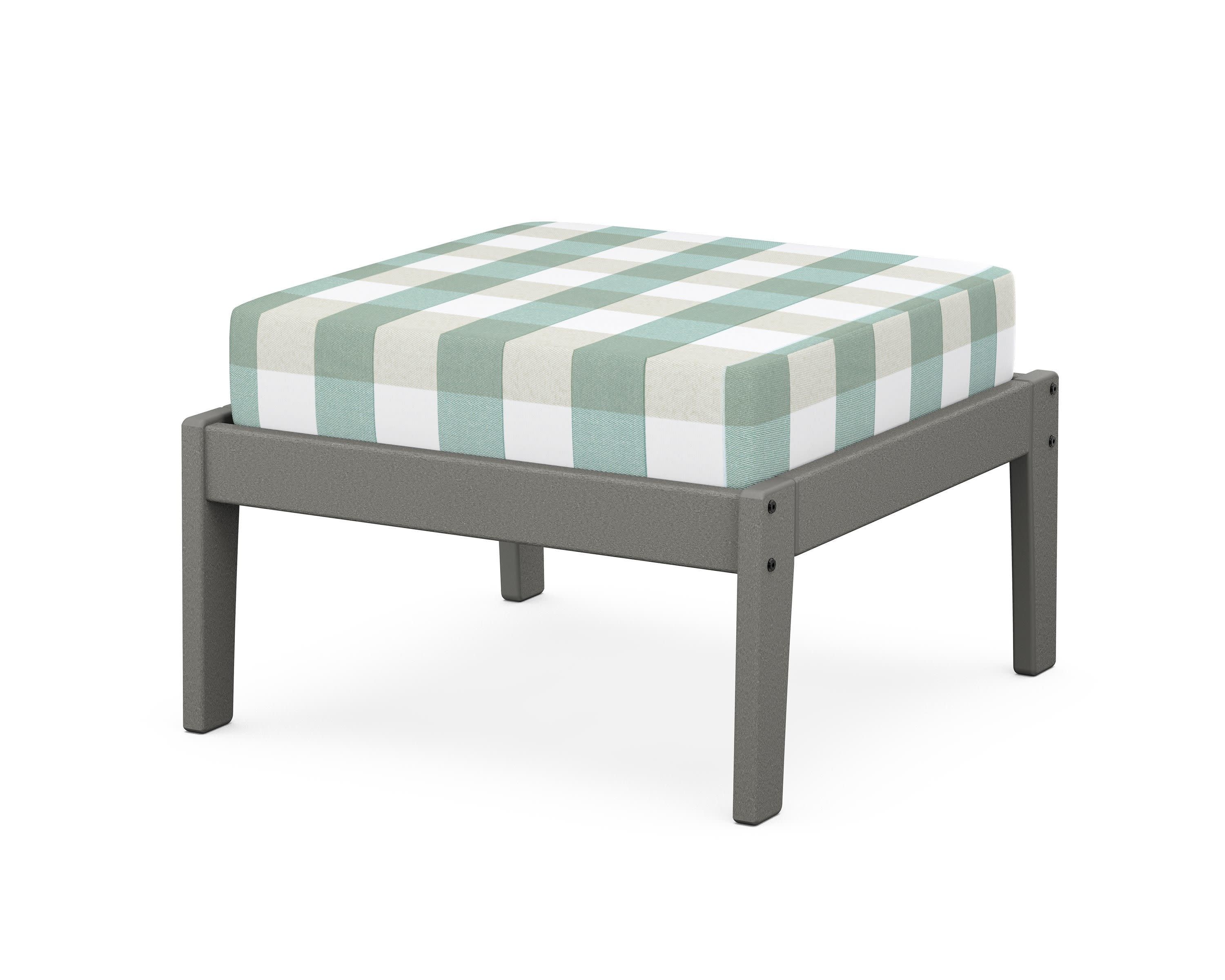 Deep Seating Ottoman in Slate Grey / Buffalo Plaid Glacier Spa