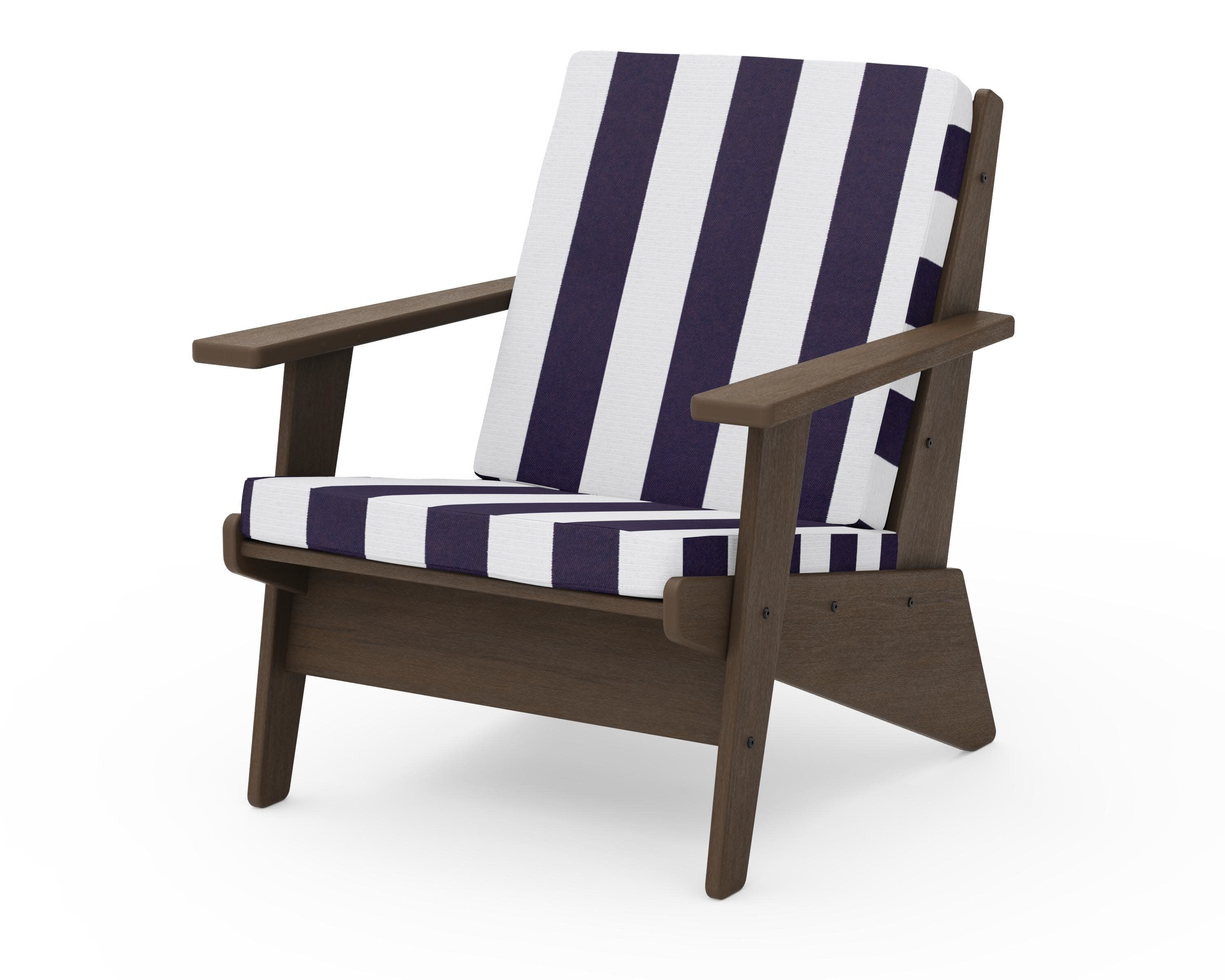 Riviera Modern Lounge Chair in Kona / Cabana Stripe Navy