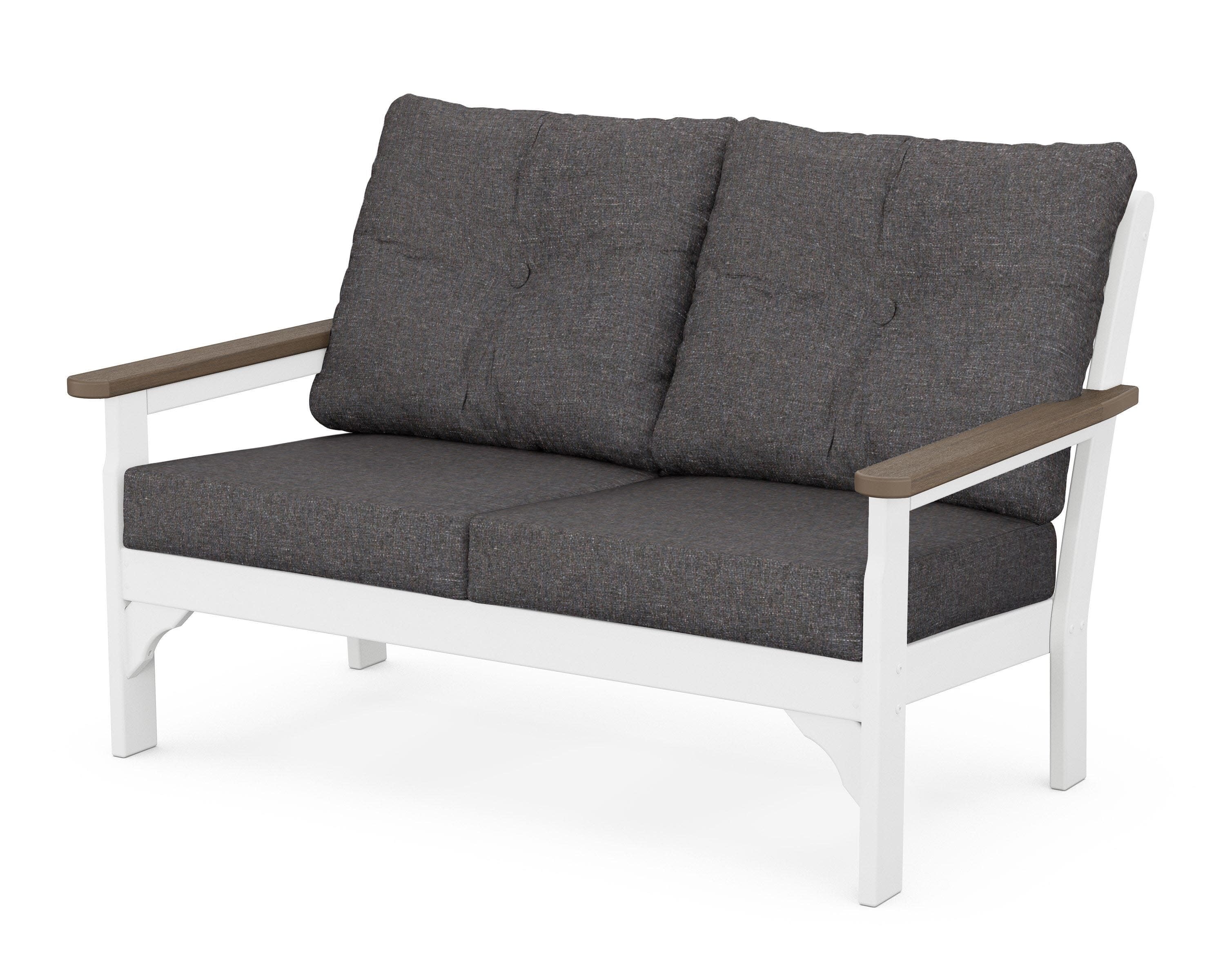 Vineyard Deep Seating Loveseat in White / Kona / Ash Charcoal