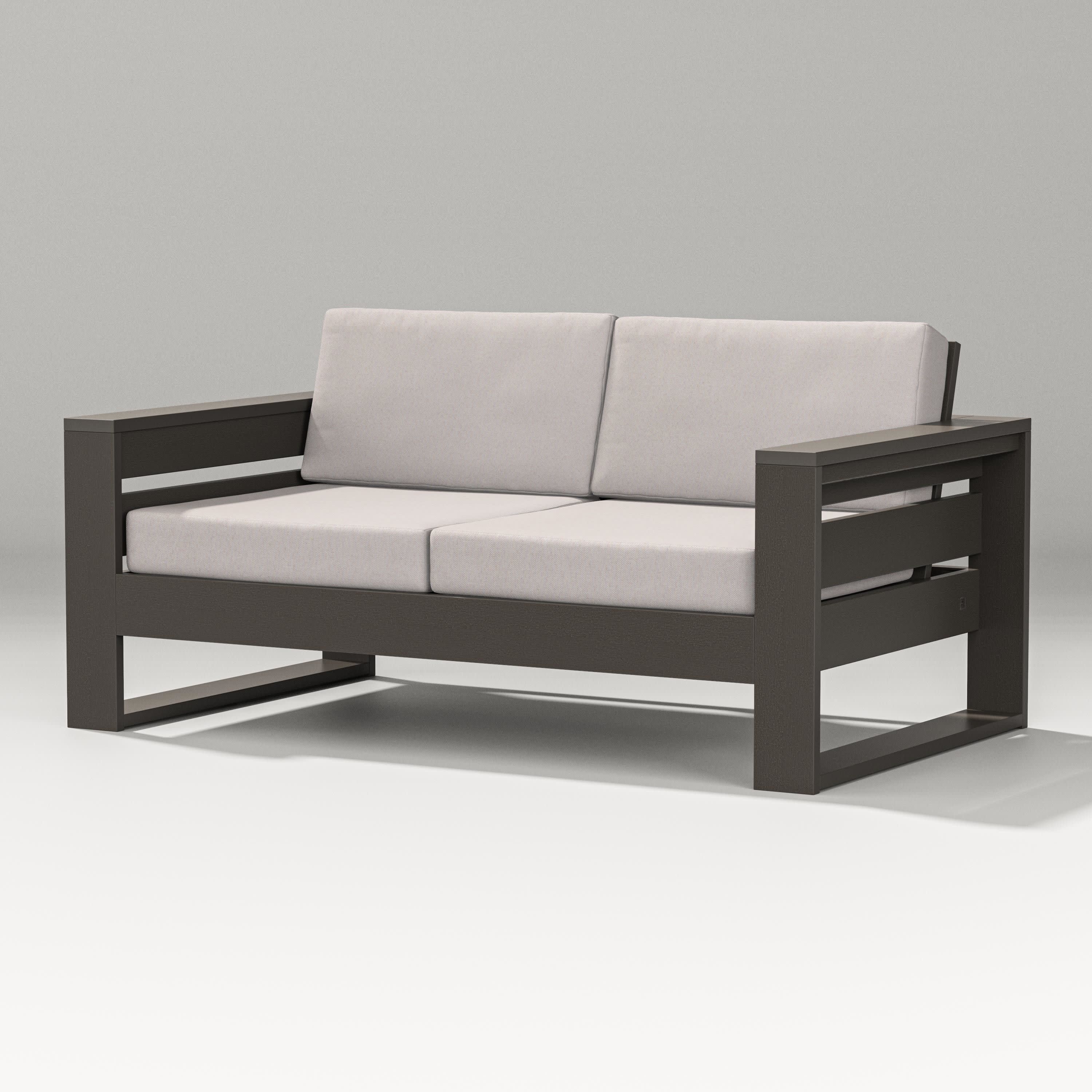 Latitude Loveseat in Vintage Coffee / Dune Burlap
