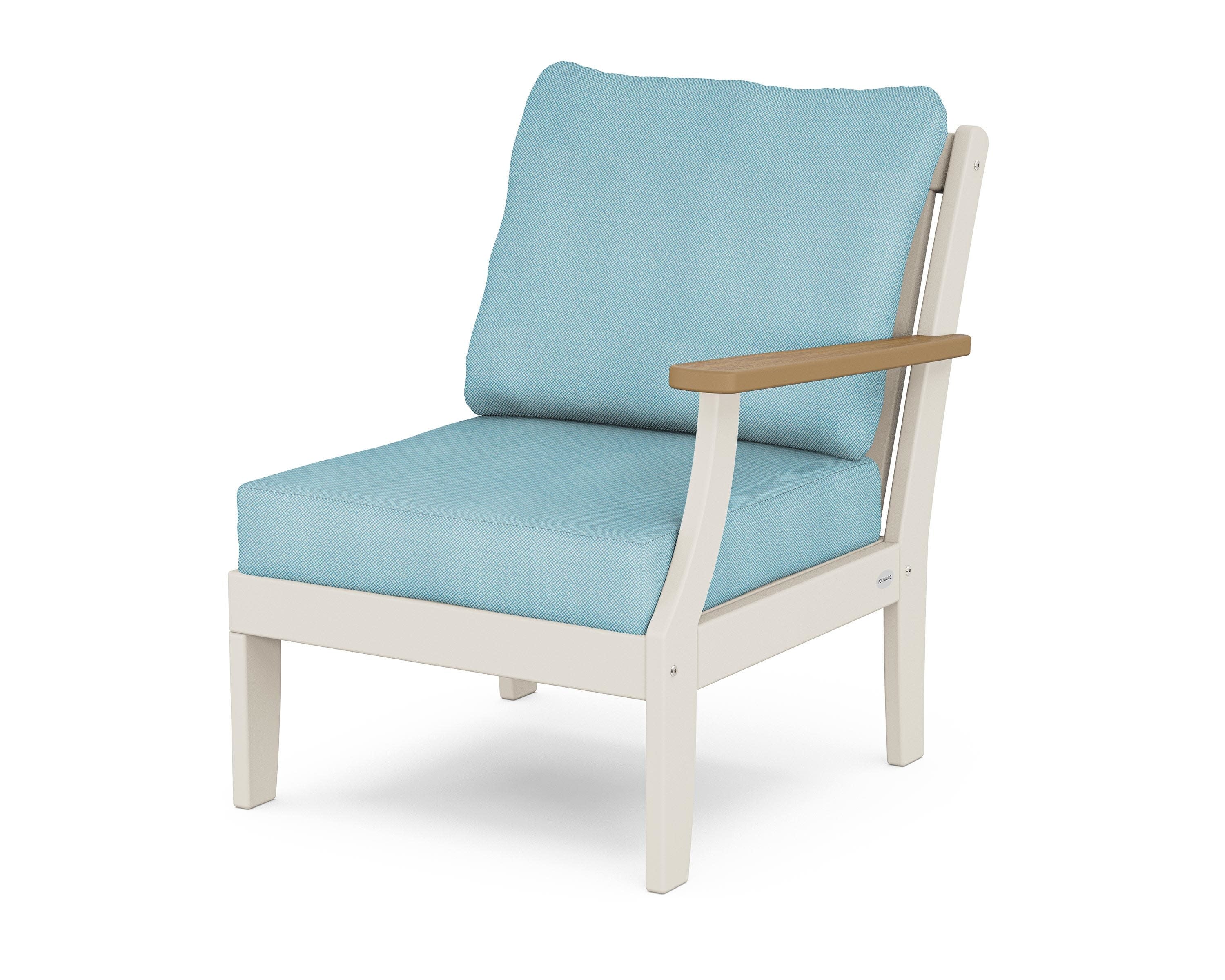 Braxton Modular Right Arm Chair in Sand / Natural / Lattice Sky Blue