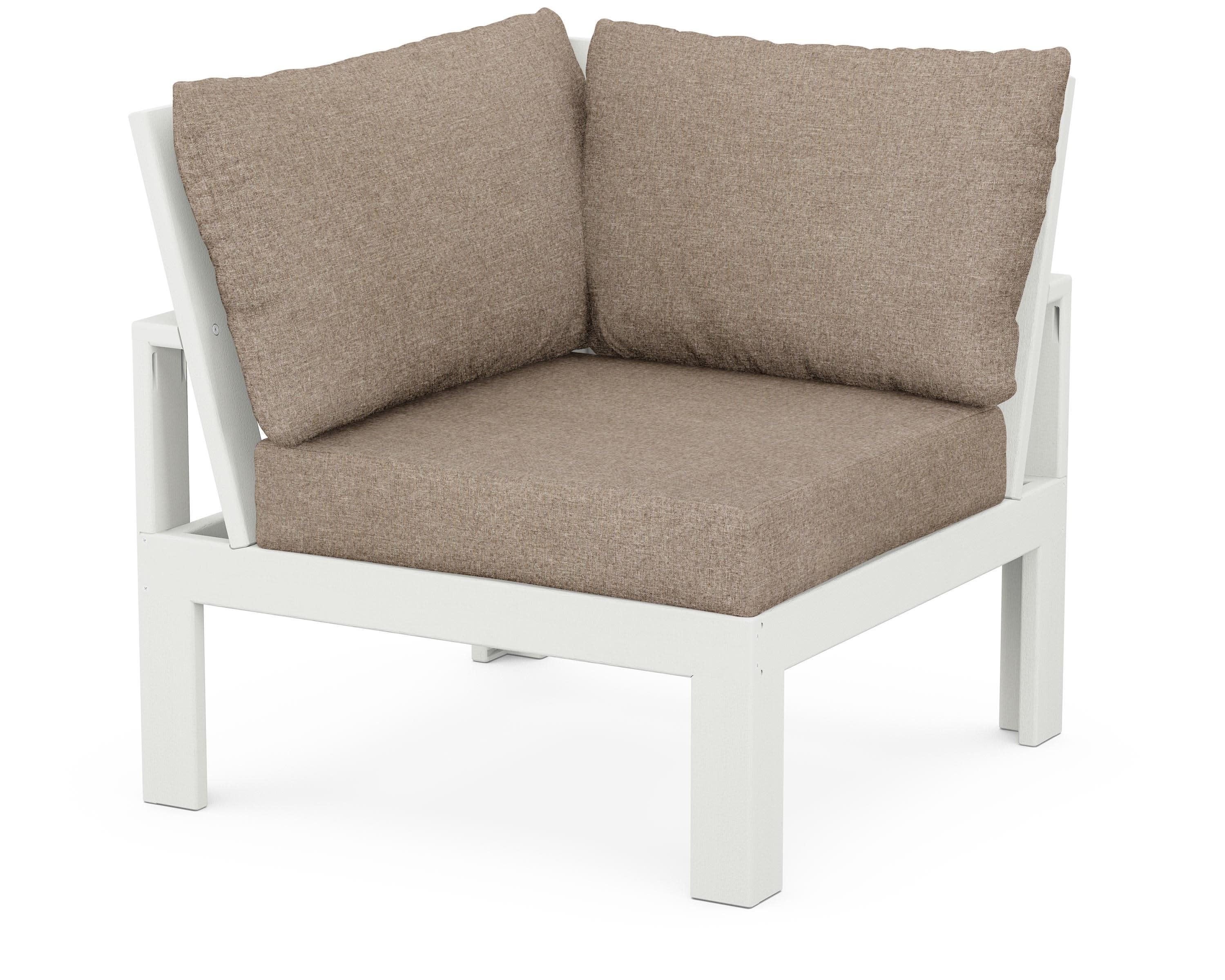 Modular Corner Chair in Vintage White / Spiced Burlap